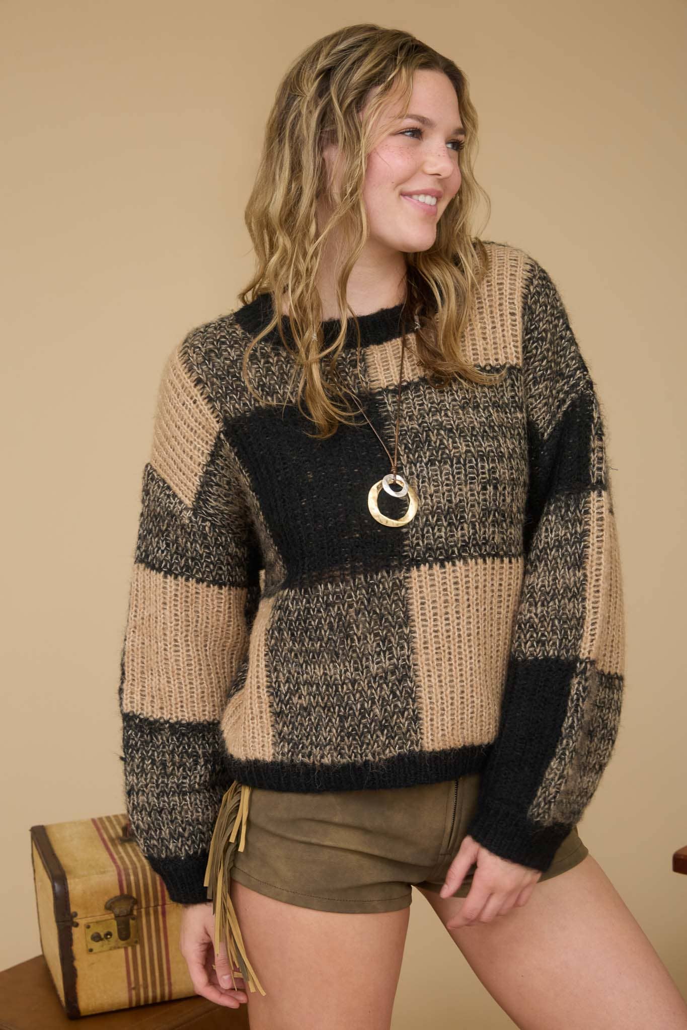 Apple Cinnamon Plaid Sweater