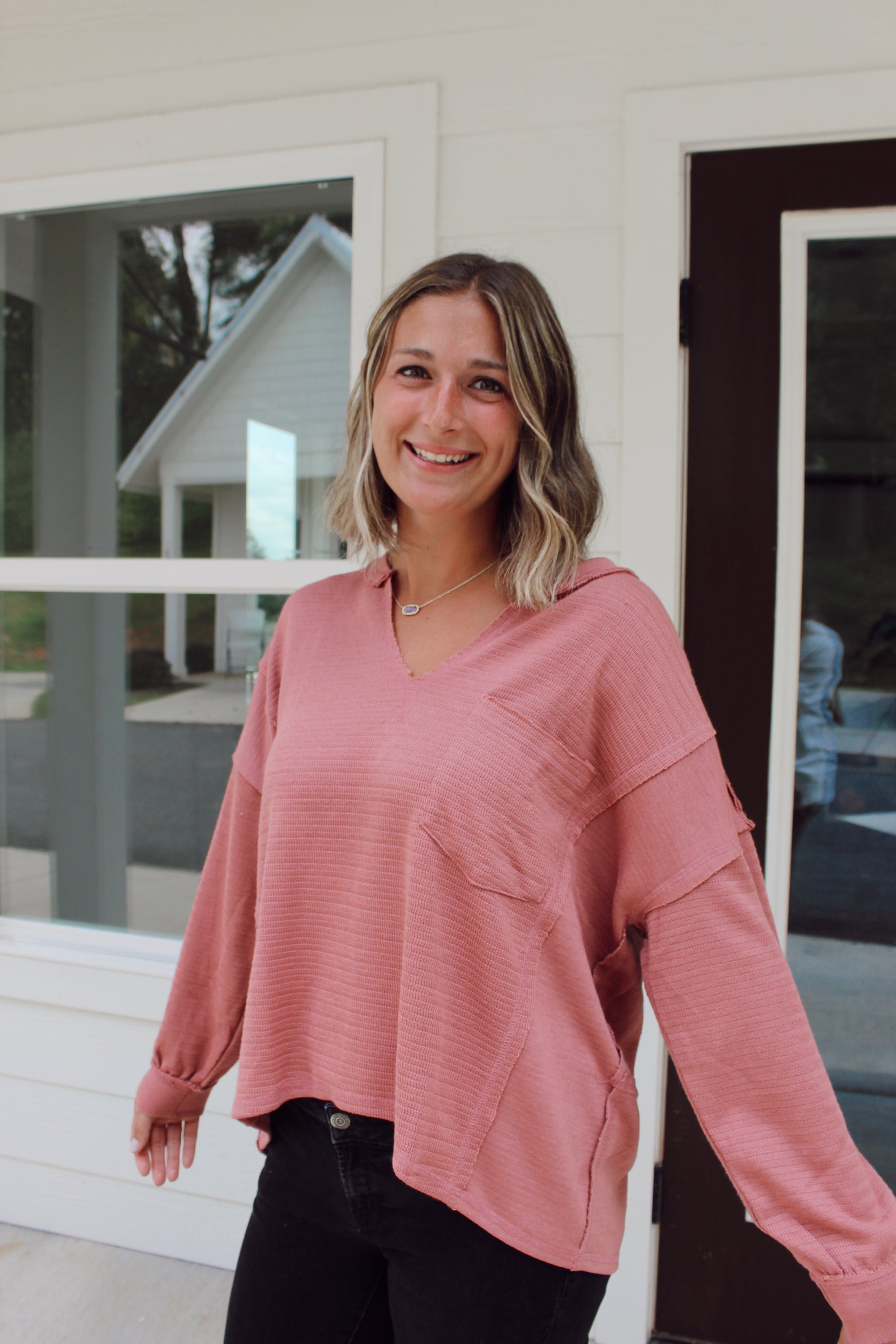 Patchwork Long Sleeve - Rose