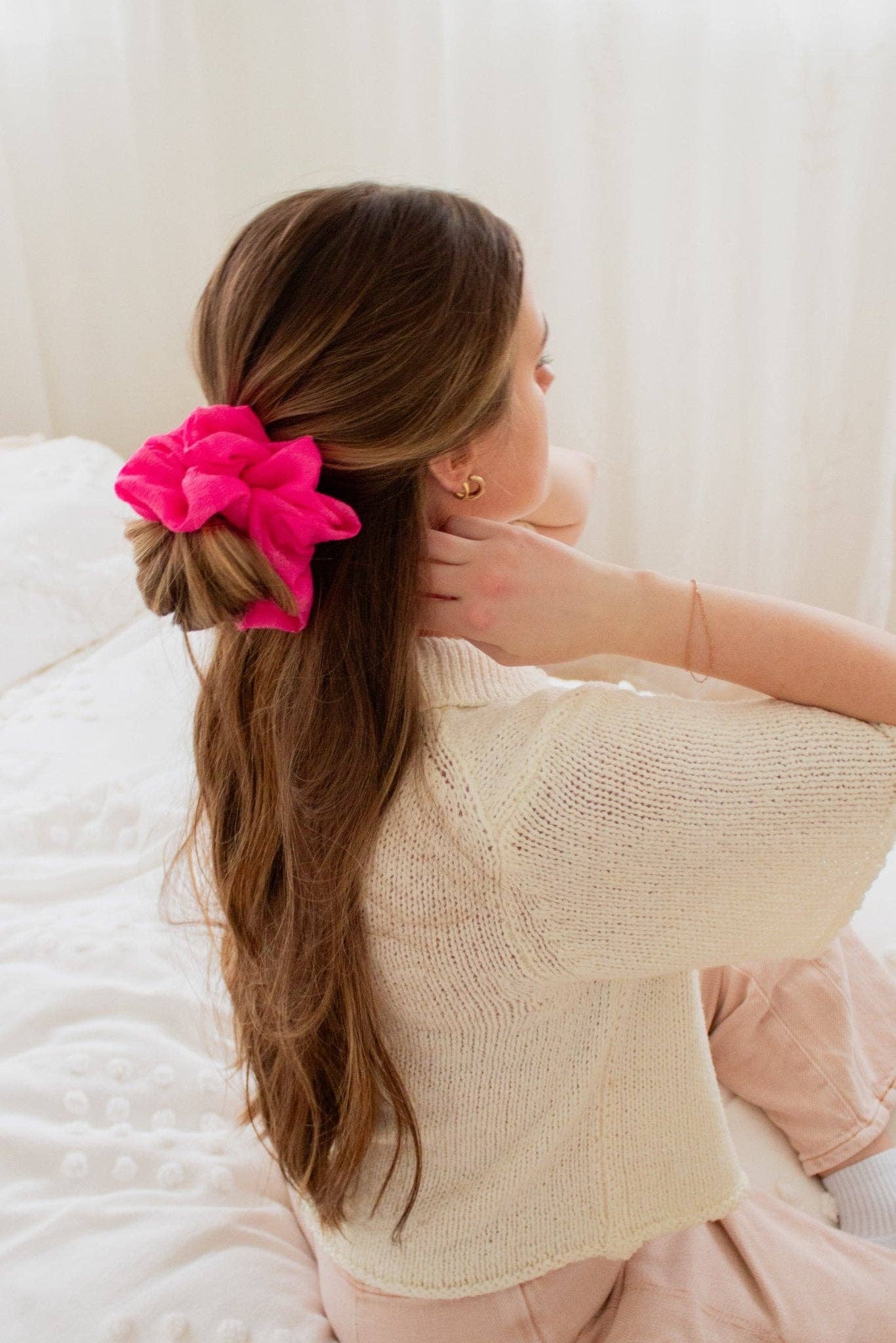 French Fuchsia Jumbo Scrunchie