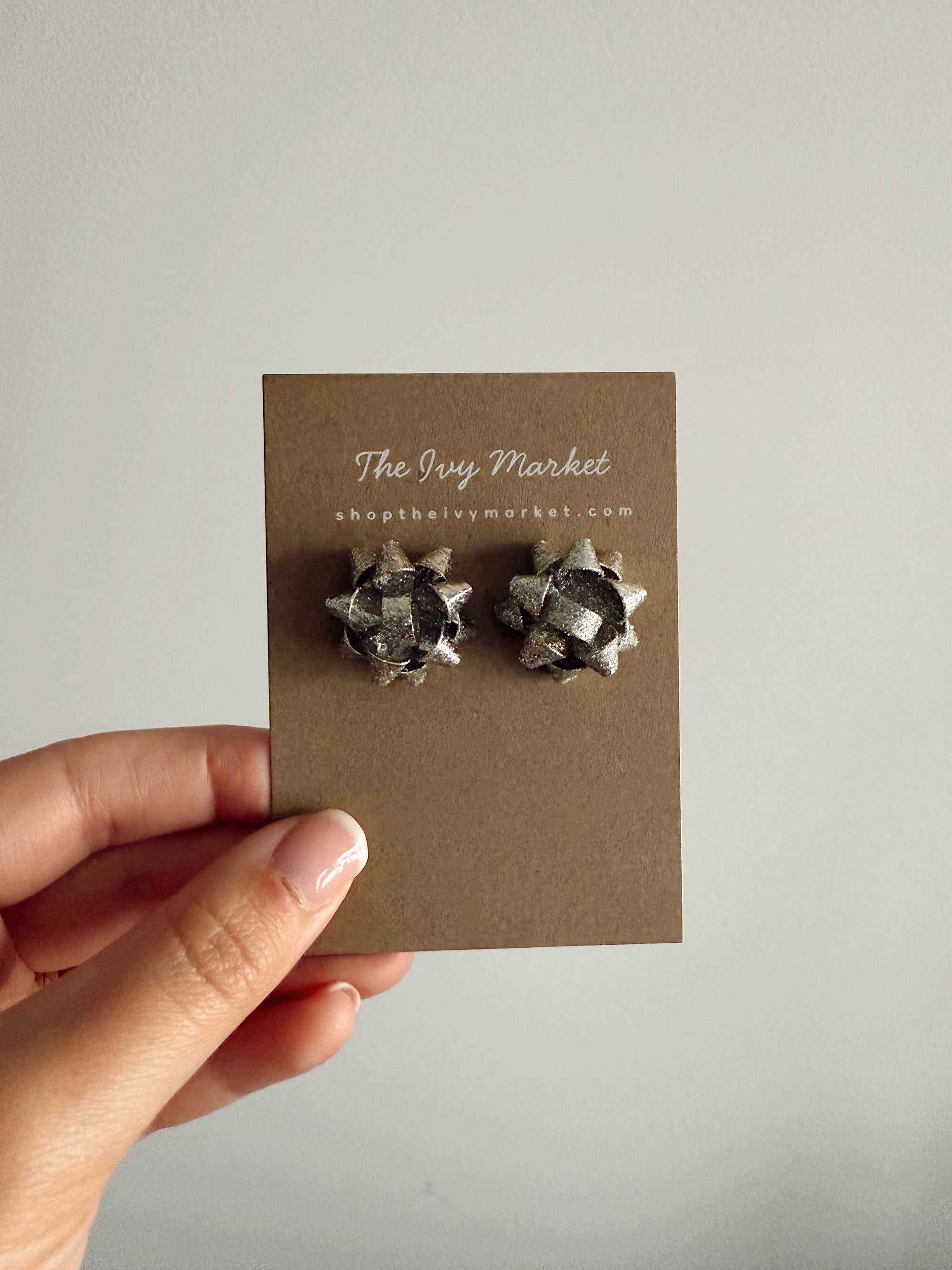 Holiday Gift Bow Stud Earrings