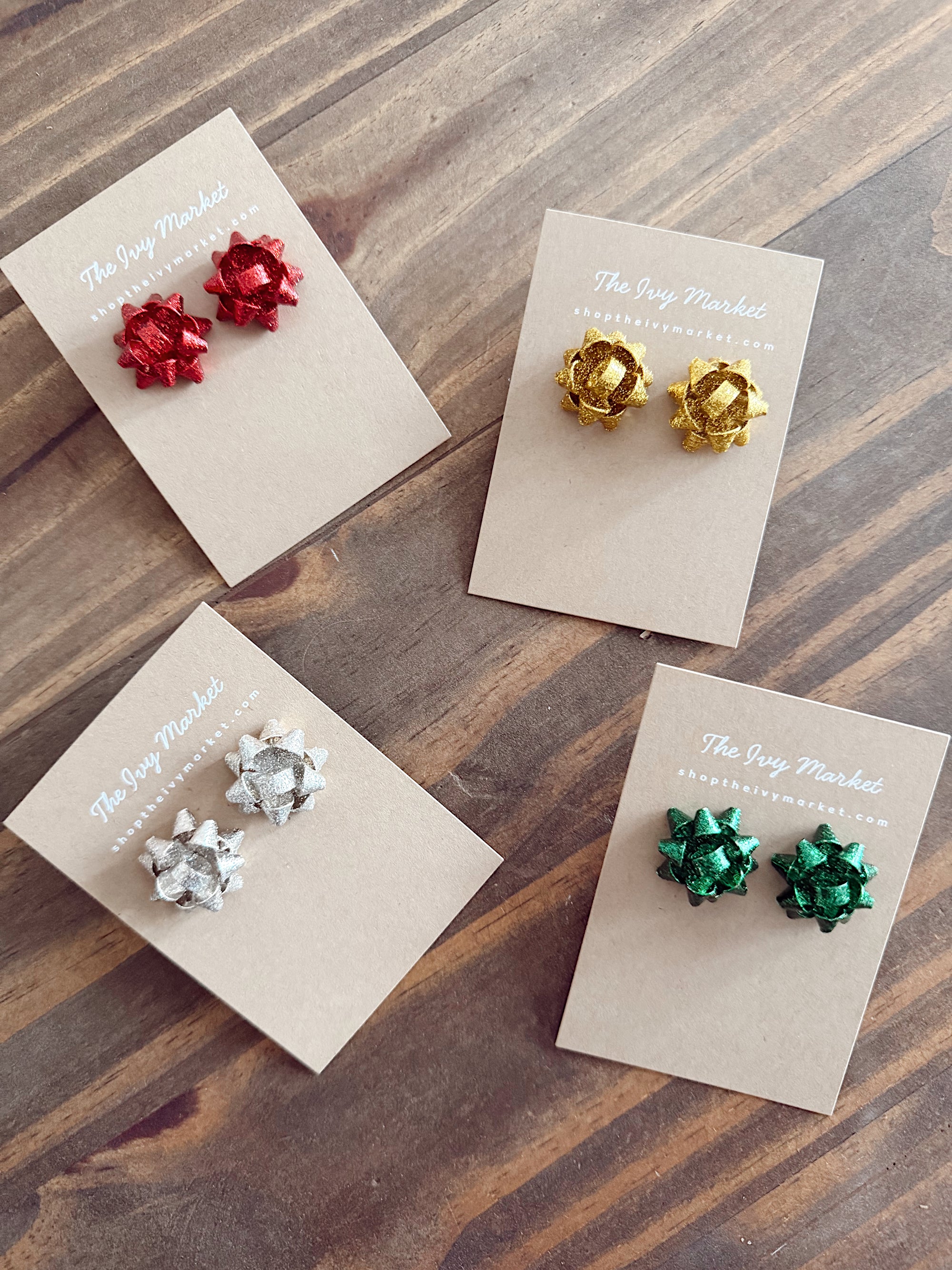 Holiday Gift Bow Stud Earrings