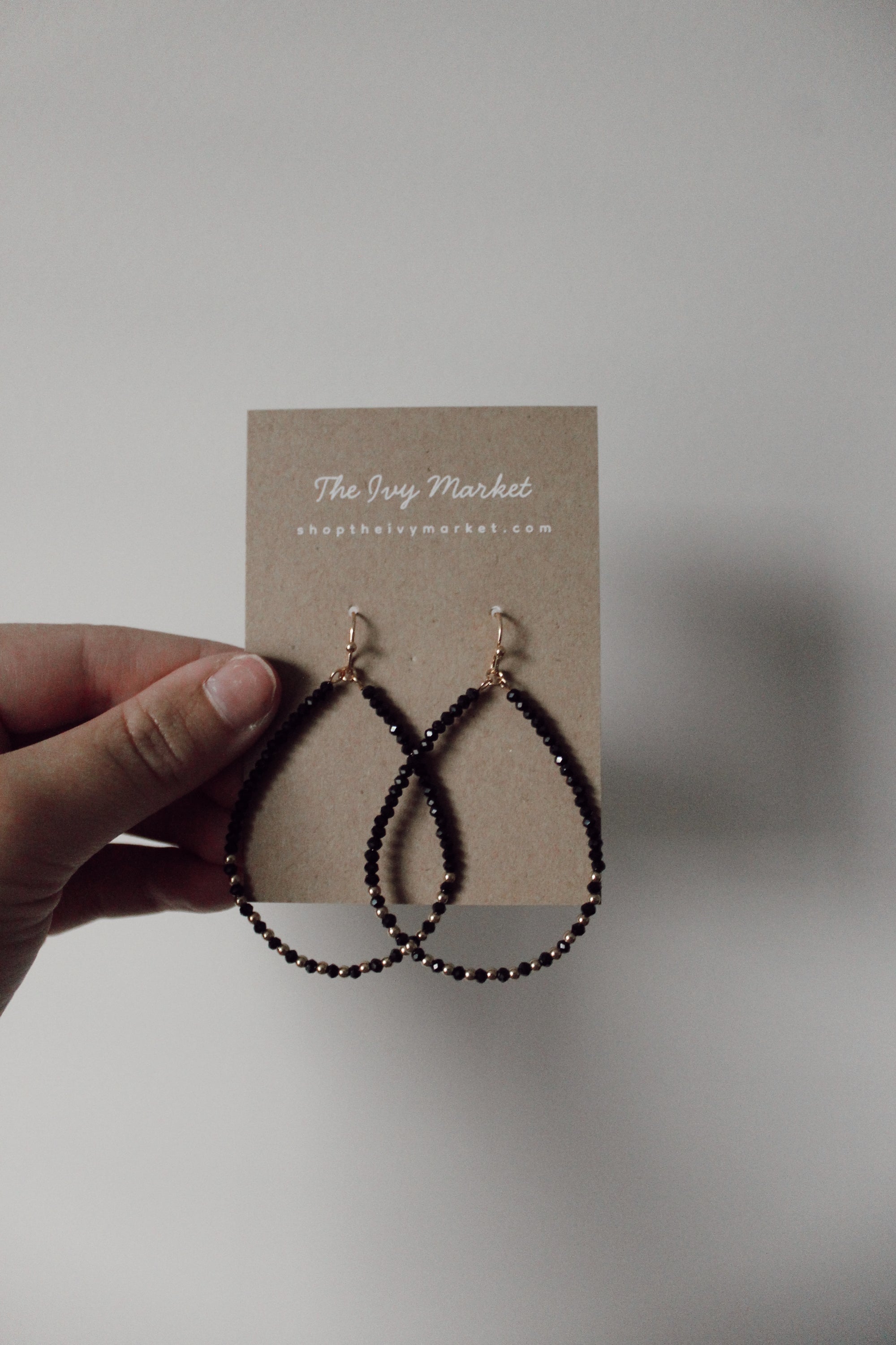 Black & Gold Beaded Earrings