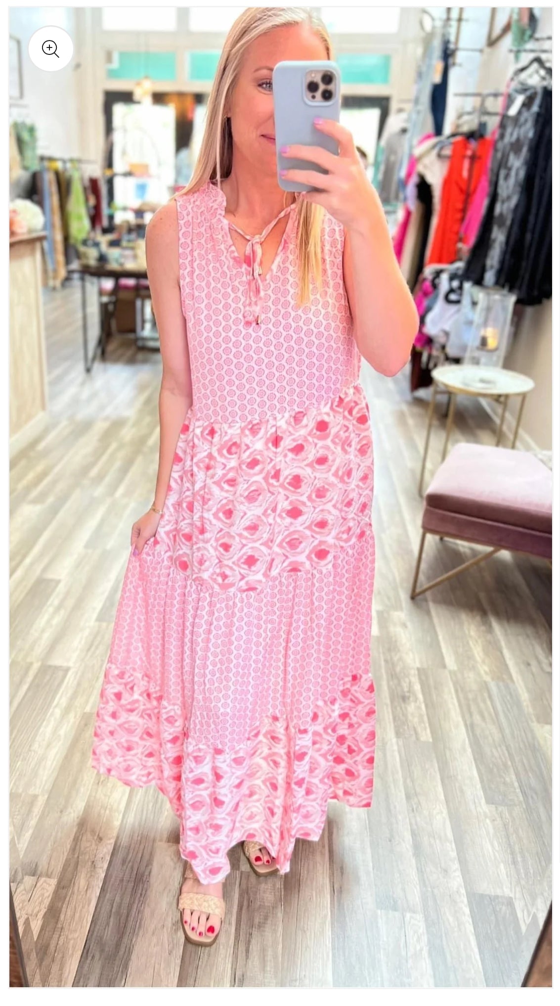 Think Pink Tiered Maxi Dress