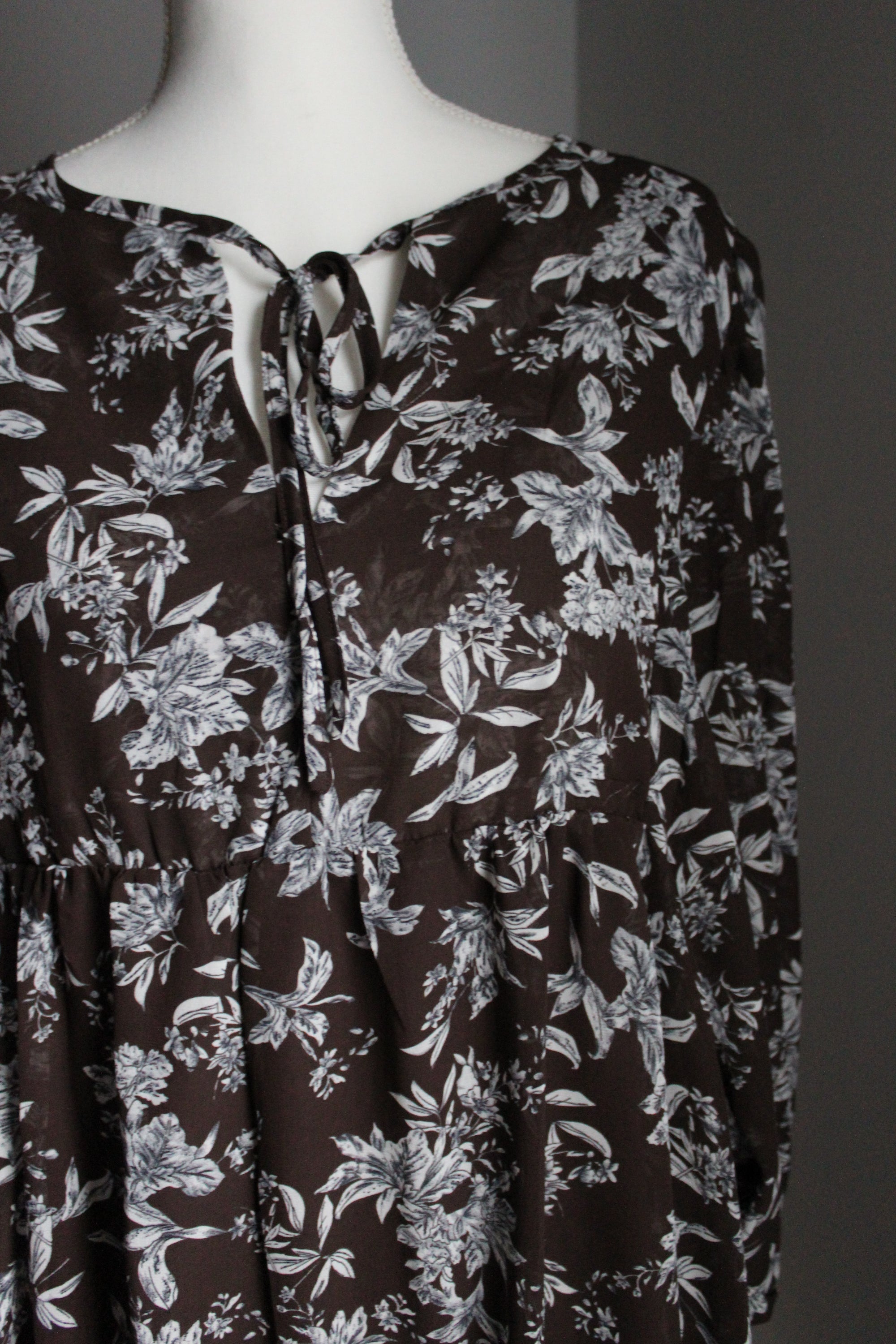 Fall Florals Babydoll Dress / Brown
