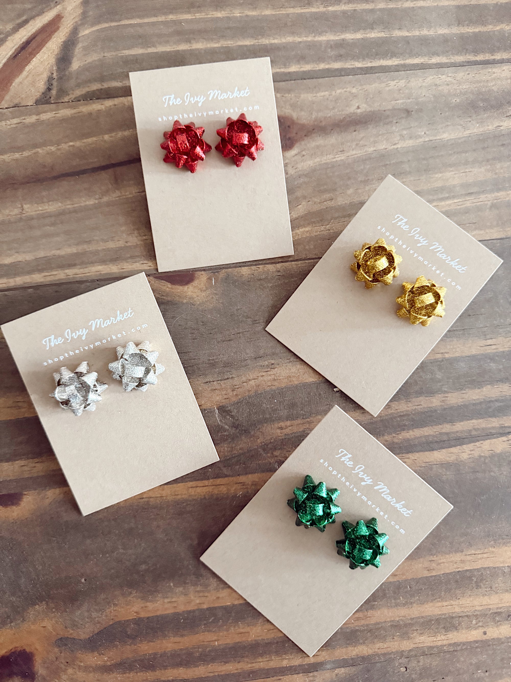 Holiday Gift Bow Stud Earrings