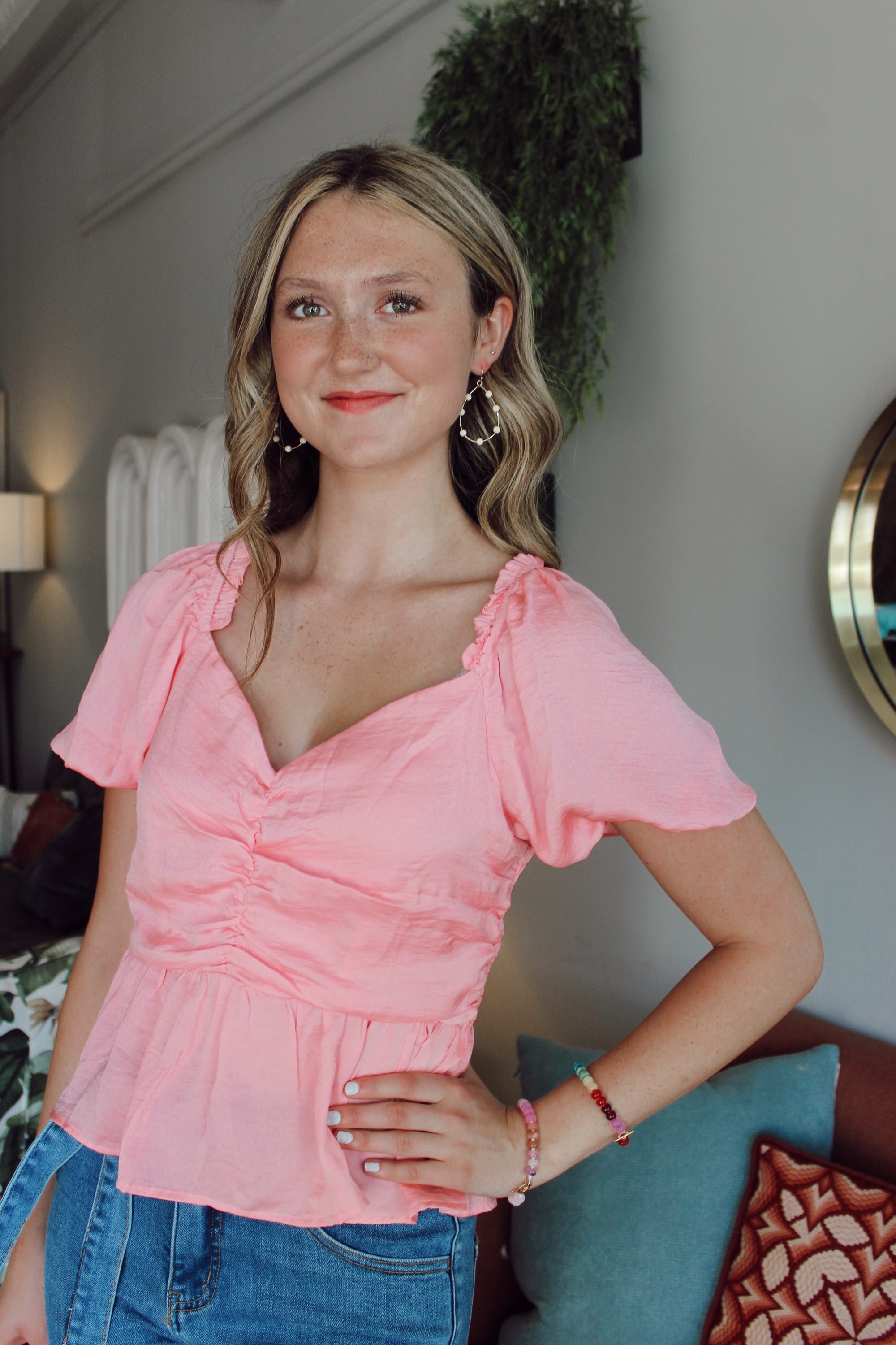 Bubblegum Satin Top