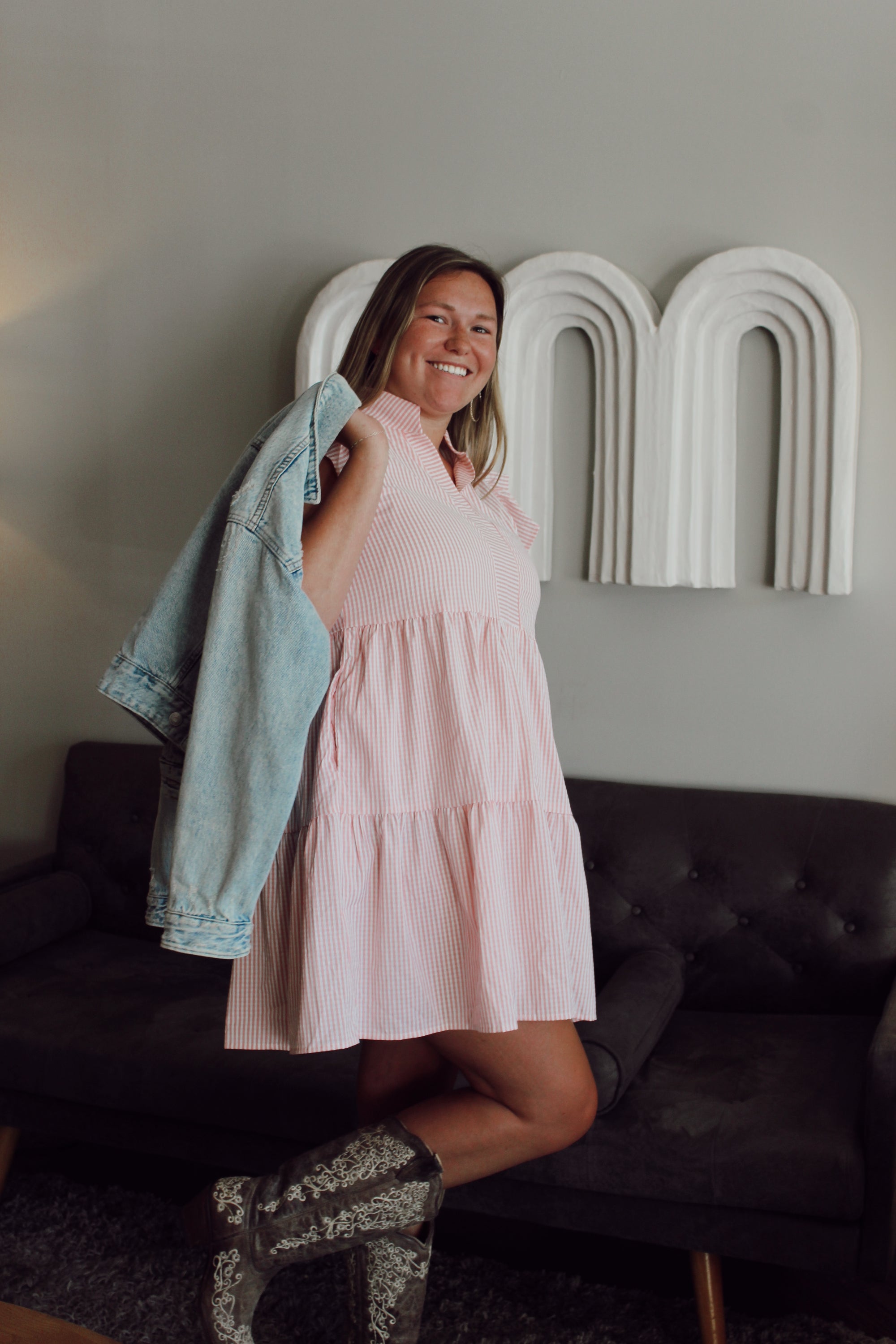 Just Peachy Seersucker Dress