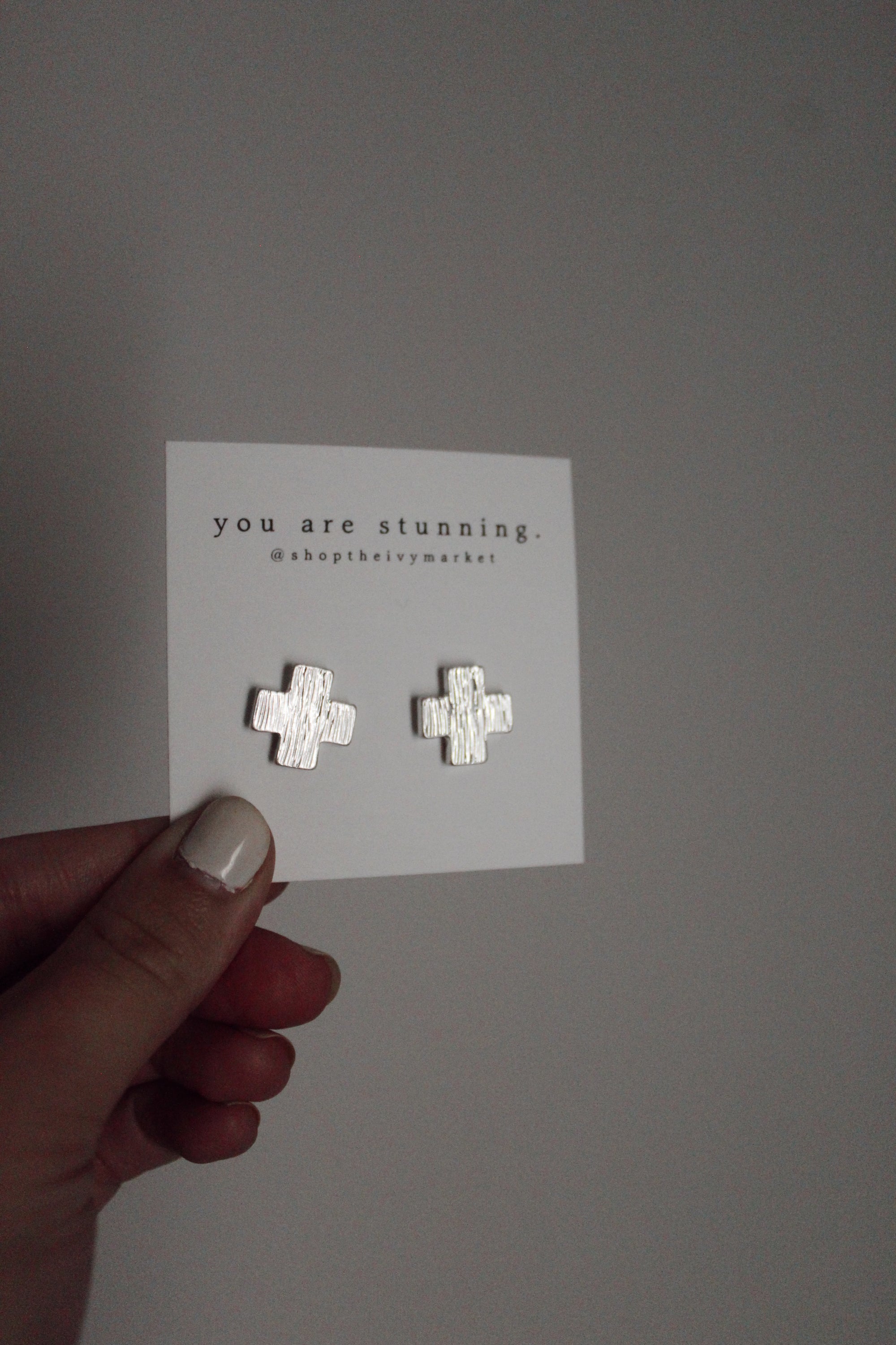 Brushed Silver Stud Earrings