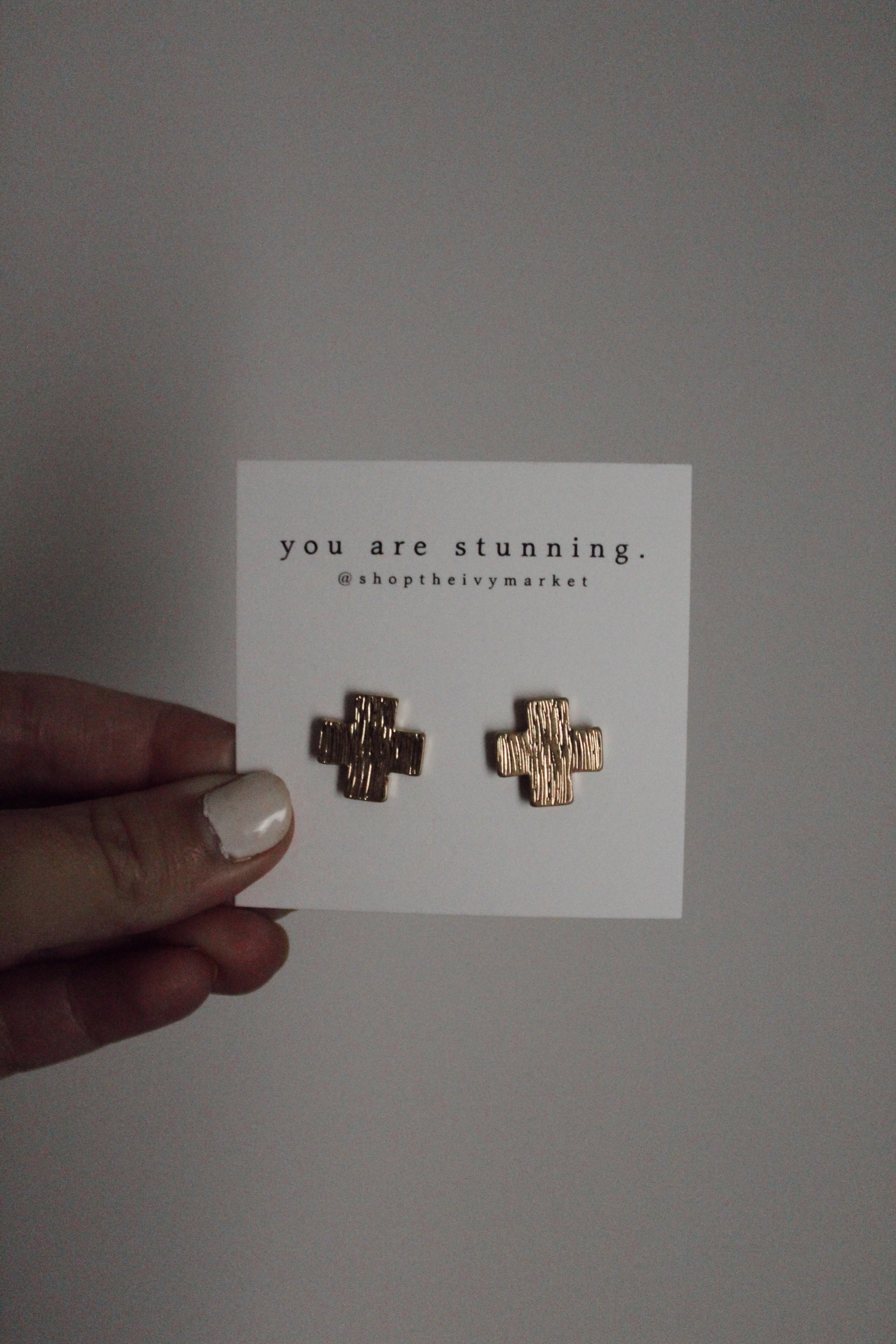 Brushed Gold Stud Earrings
