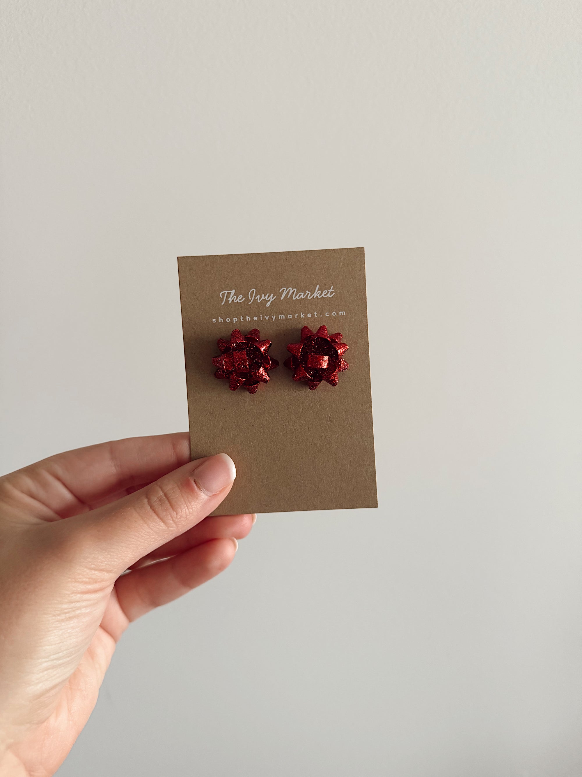 Holiday Gift Bow Stud Earrings
