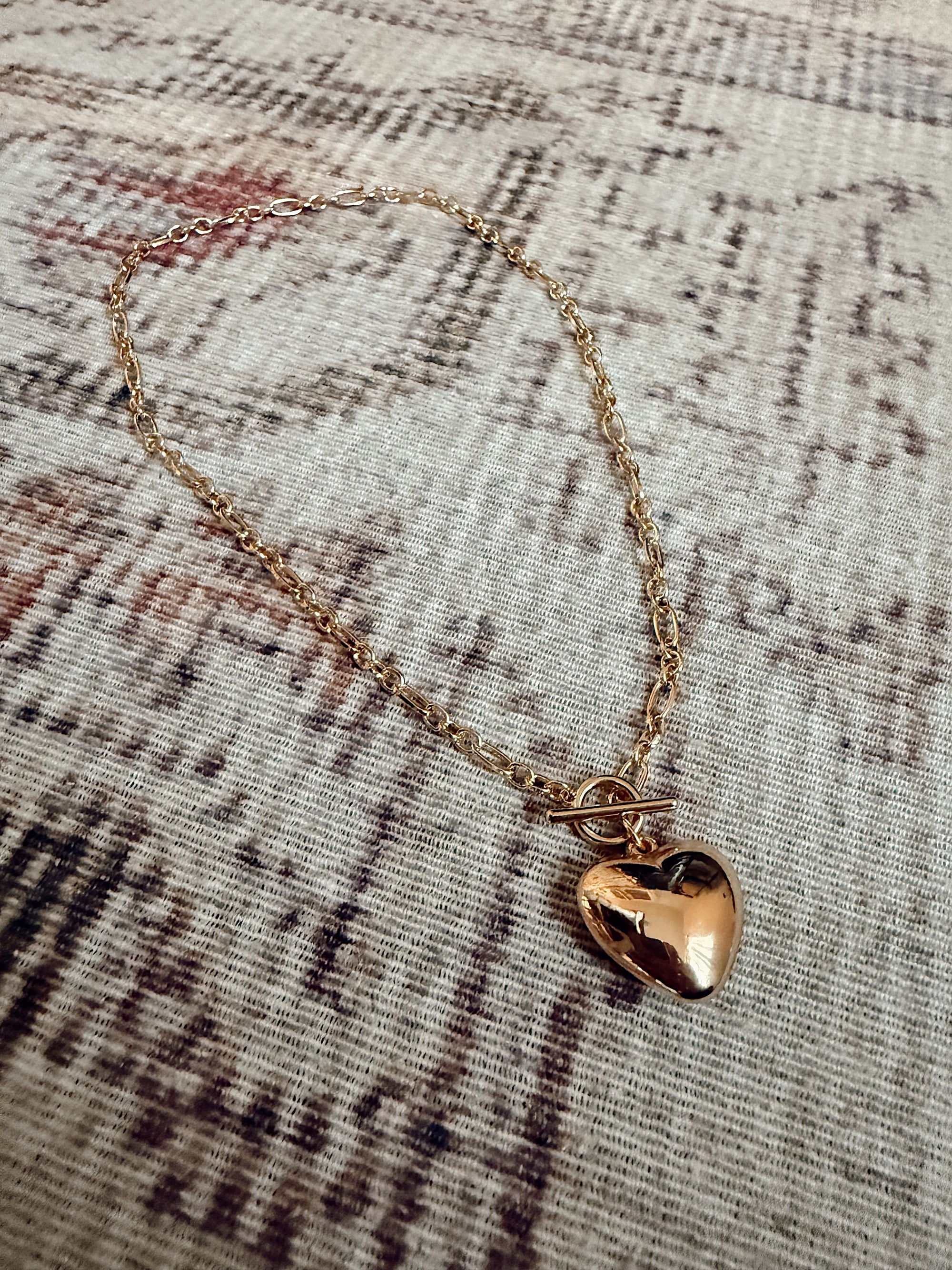 Puffy Heart Toggle Necklace