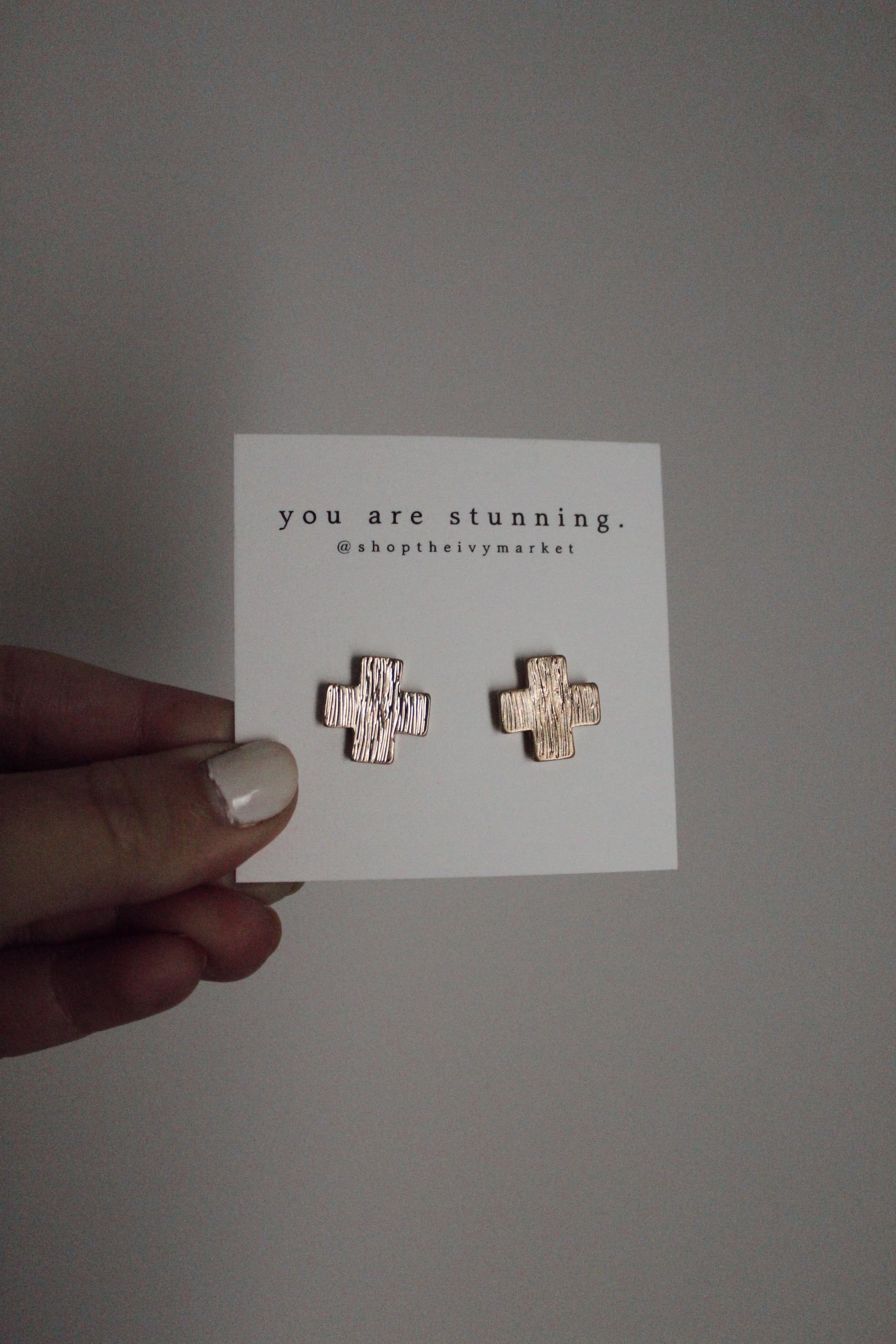 Brushed Gold Stud Earrings