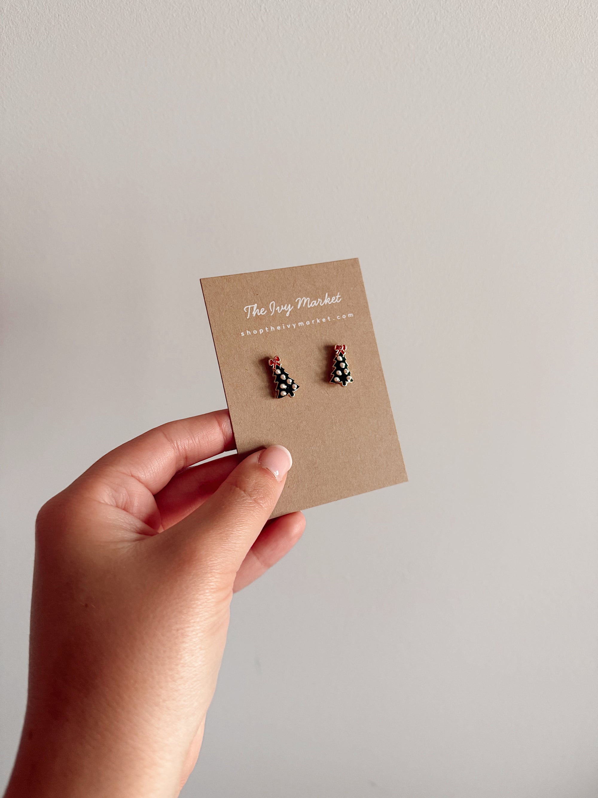 Christmas Tree Pearl Stud Earrings