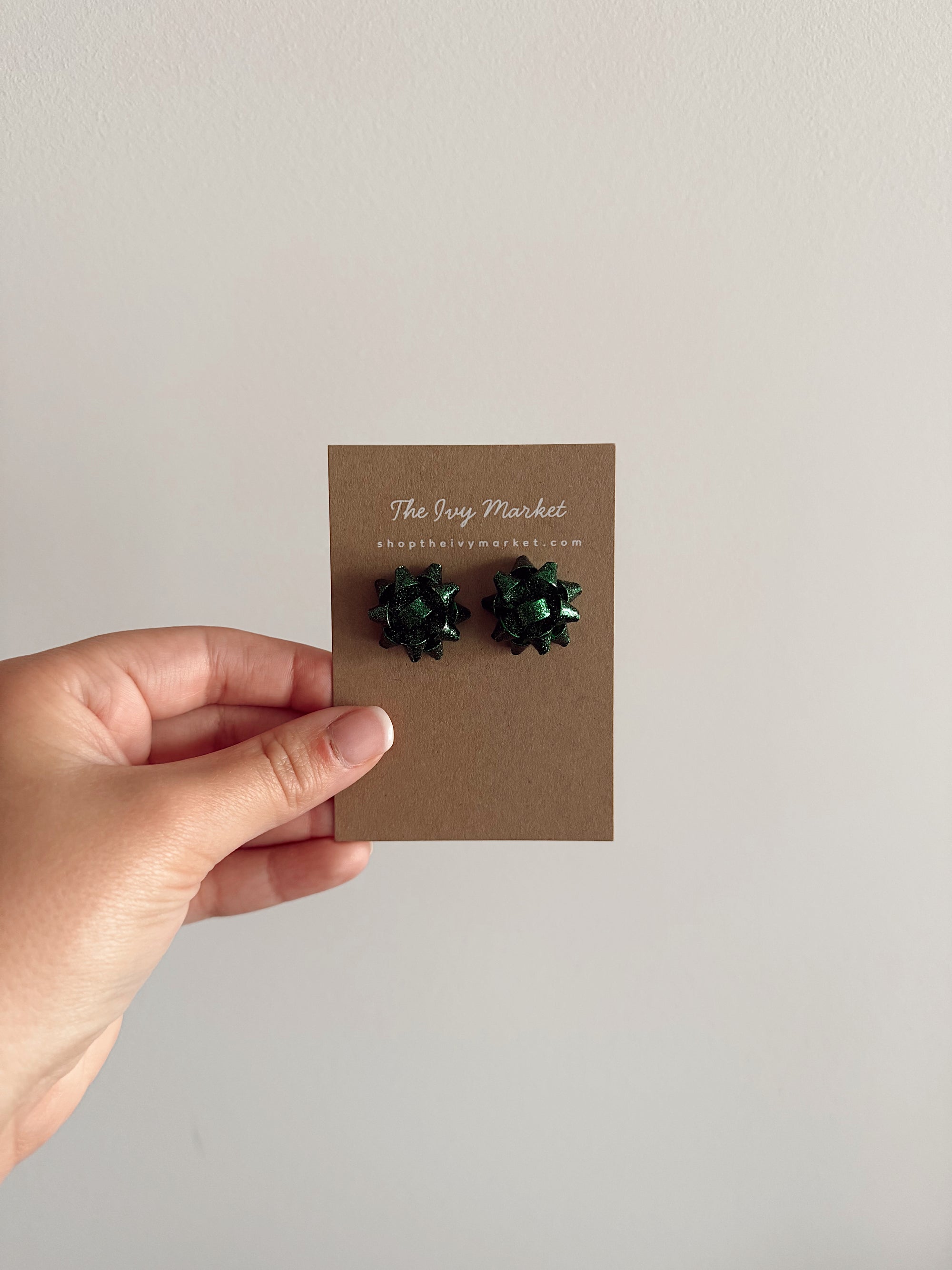 Holiday Gift Bow Stud Earrings