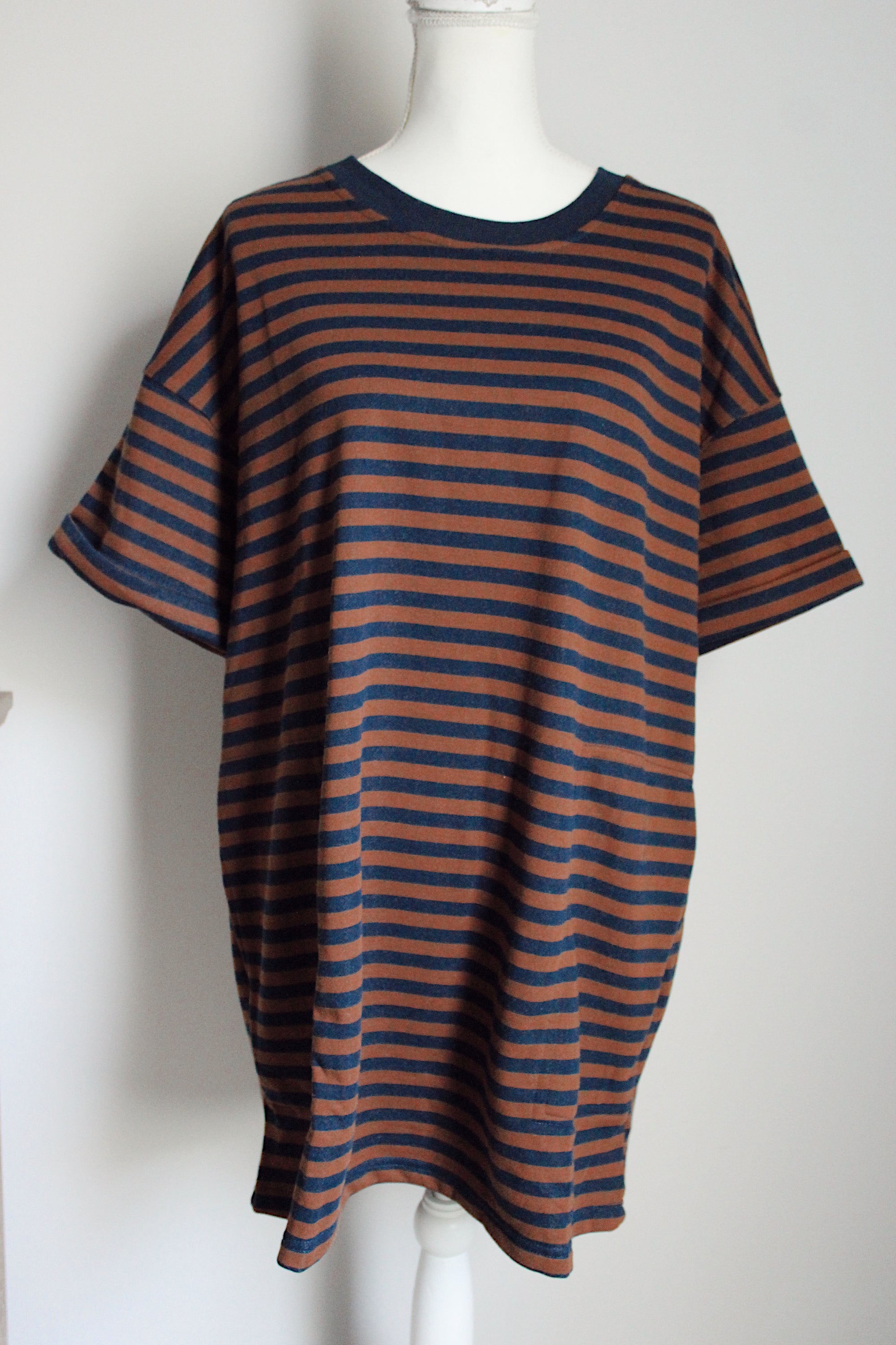 Seeing Stripes T-shirt Dress / Brick + Navy