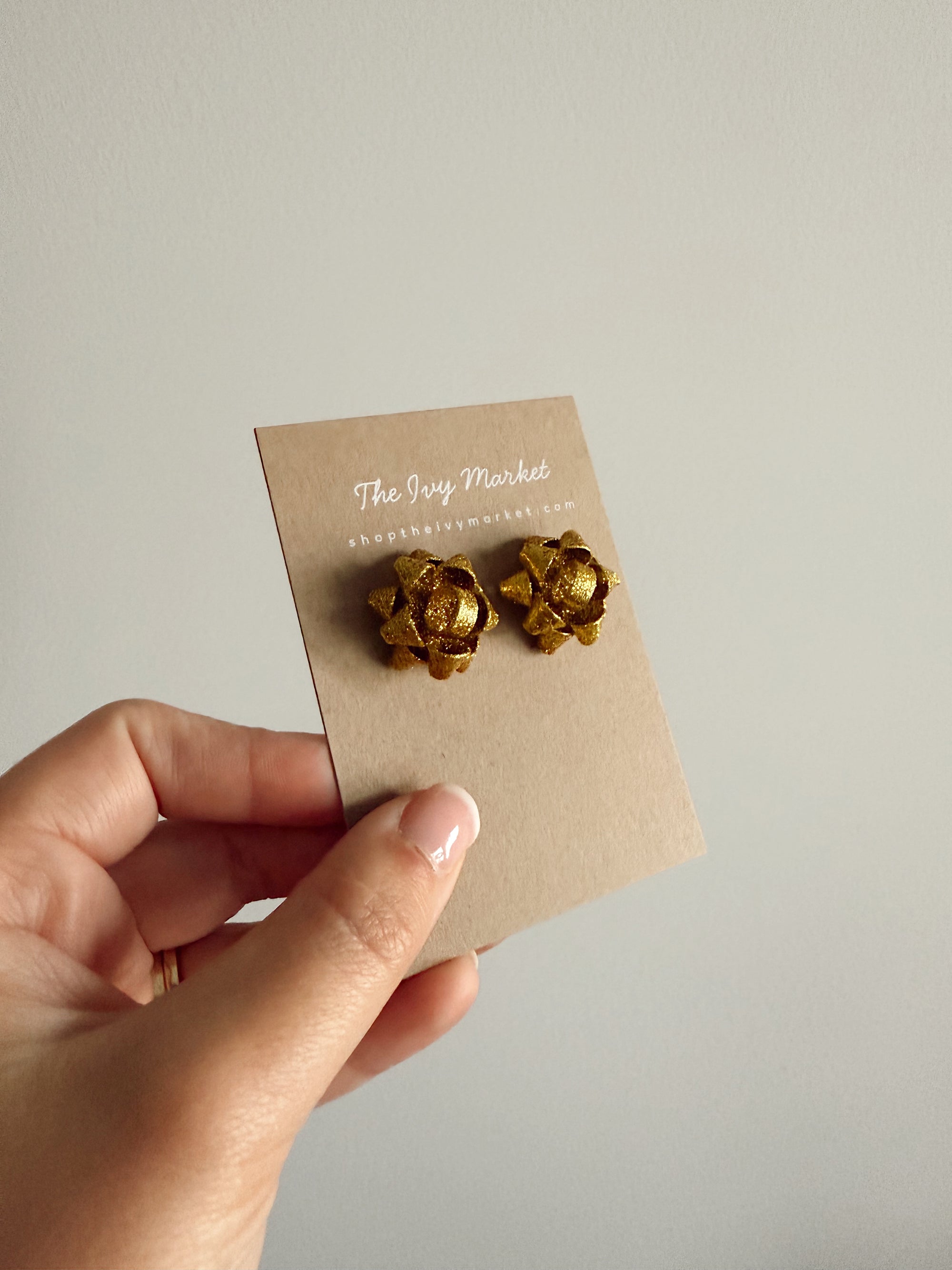 Holiday Gift Bow Stud Earrings