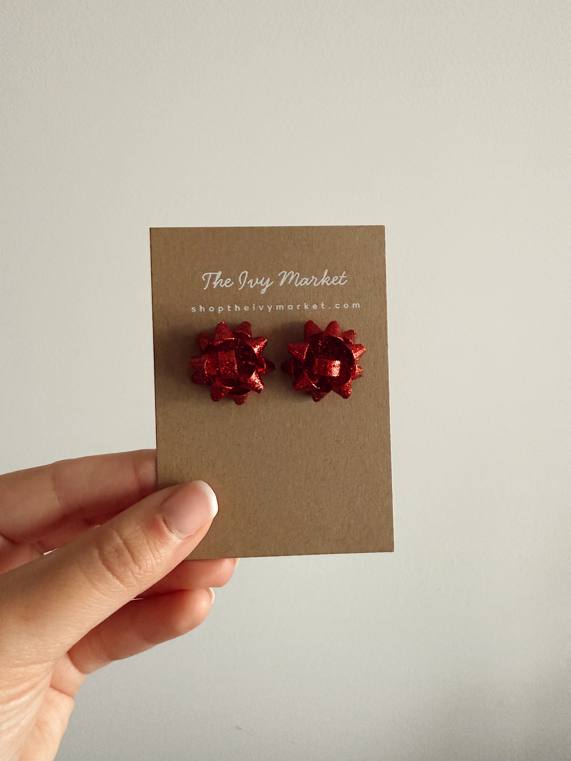 Holiday Gift Bow Stud Earrings
