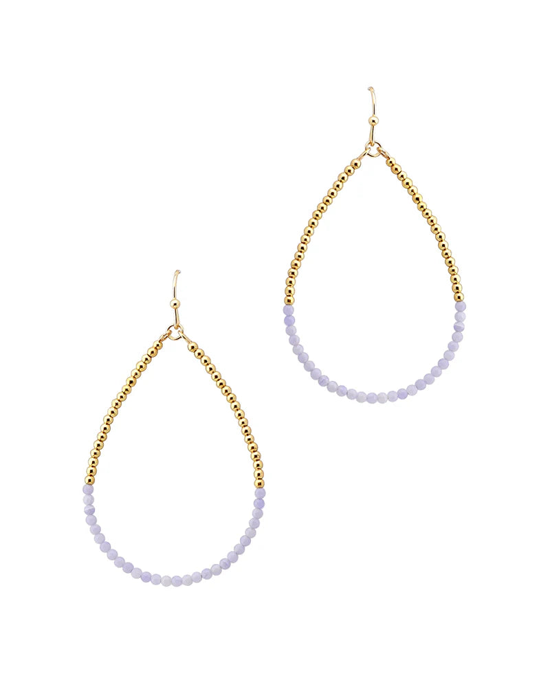 Mini Beaded Teardrop Earrings / Soft Blue