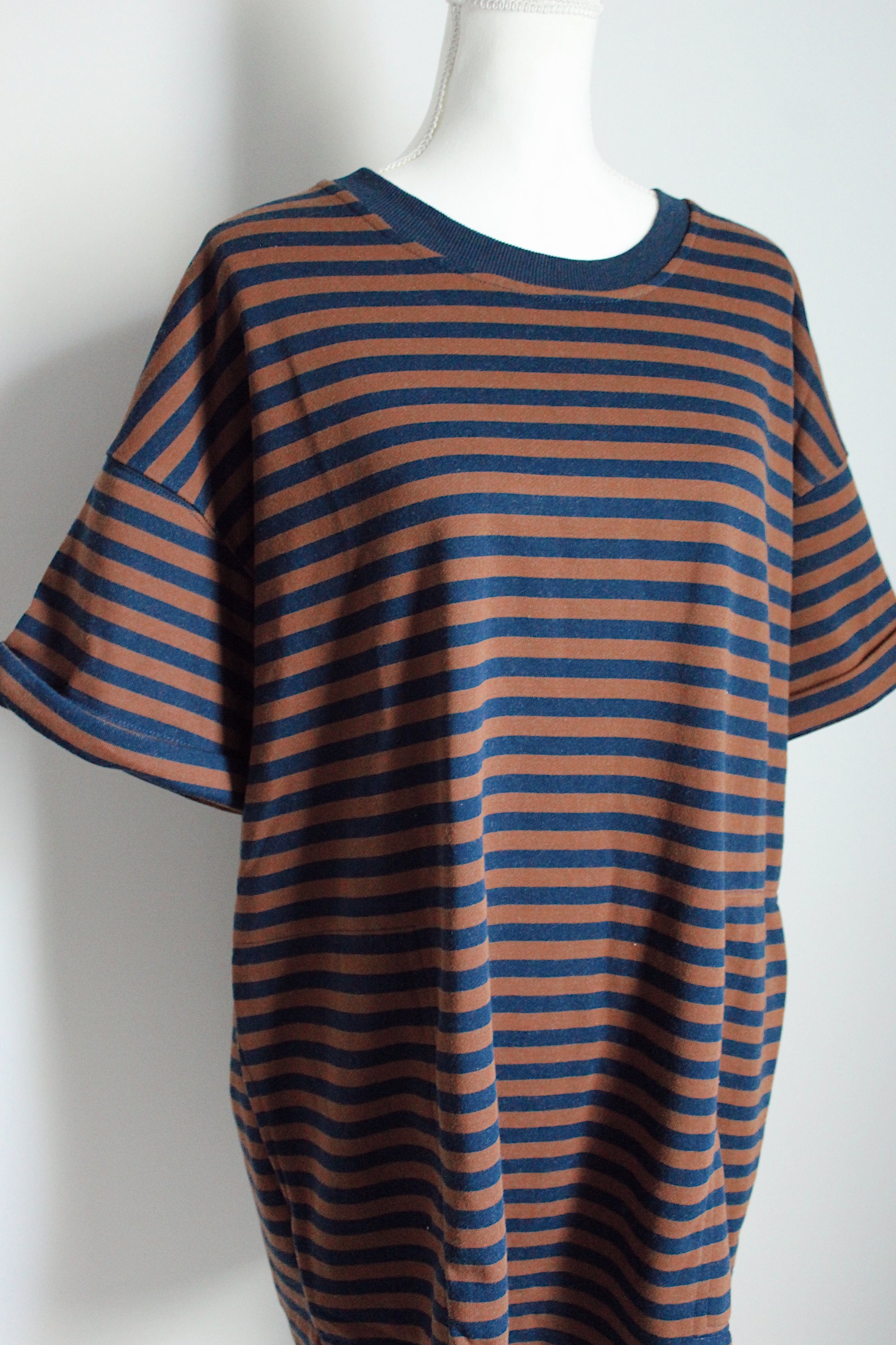 Seeing Stripes T-shirt Dress / Brick + Navy