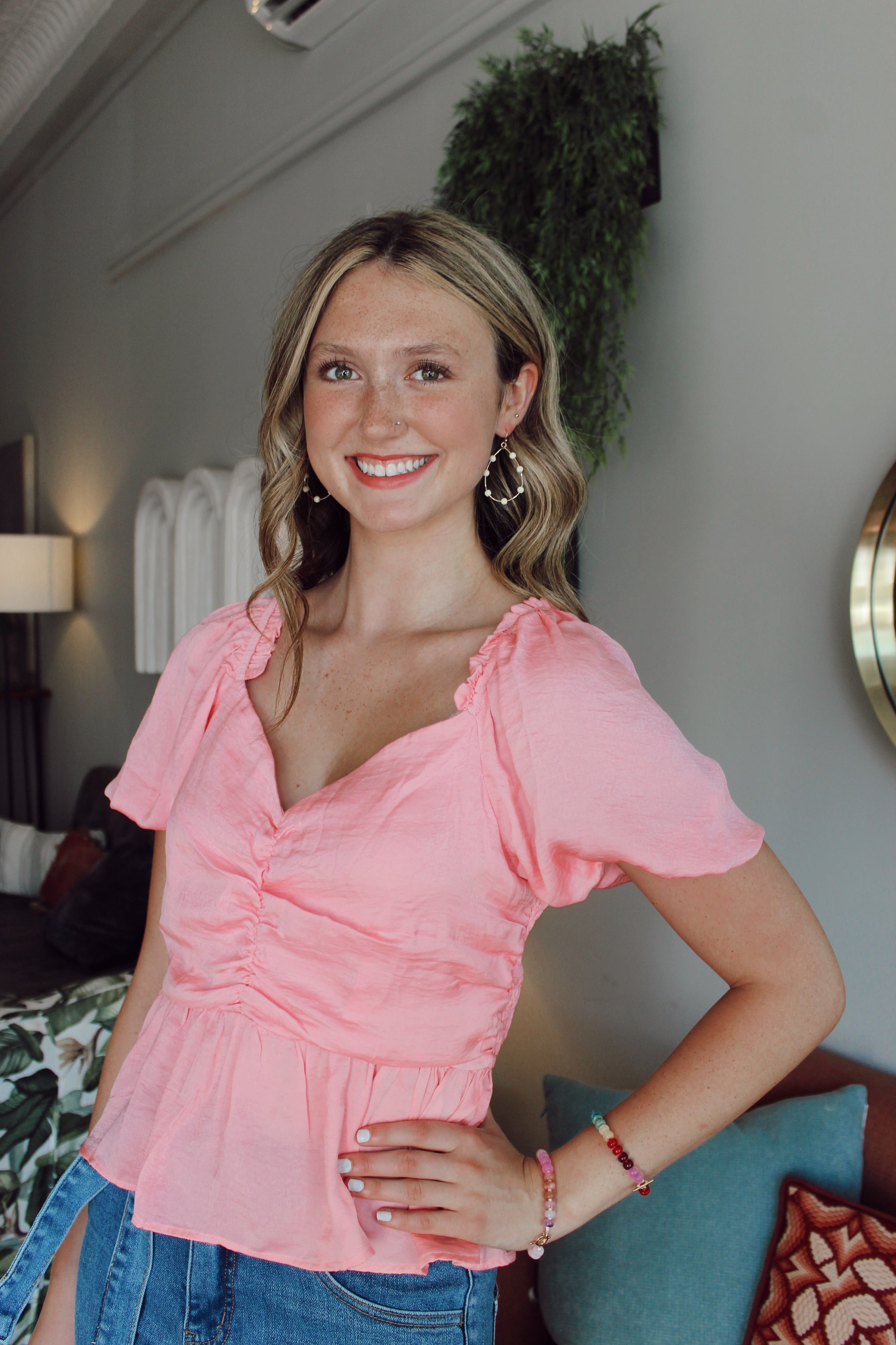 Bubblegum Satin Top