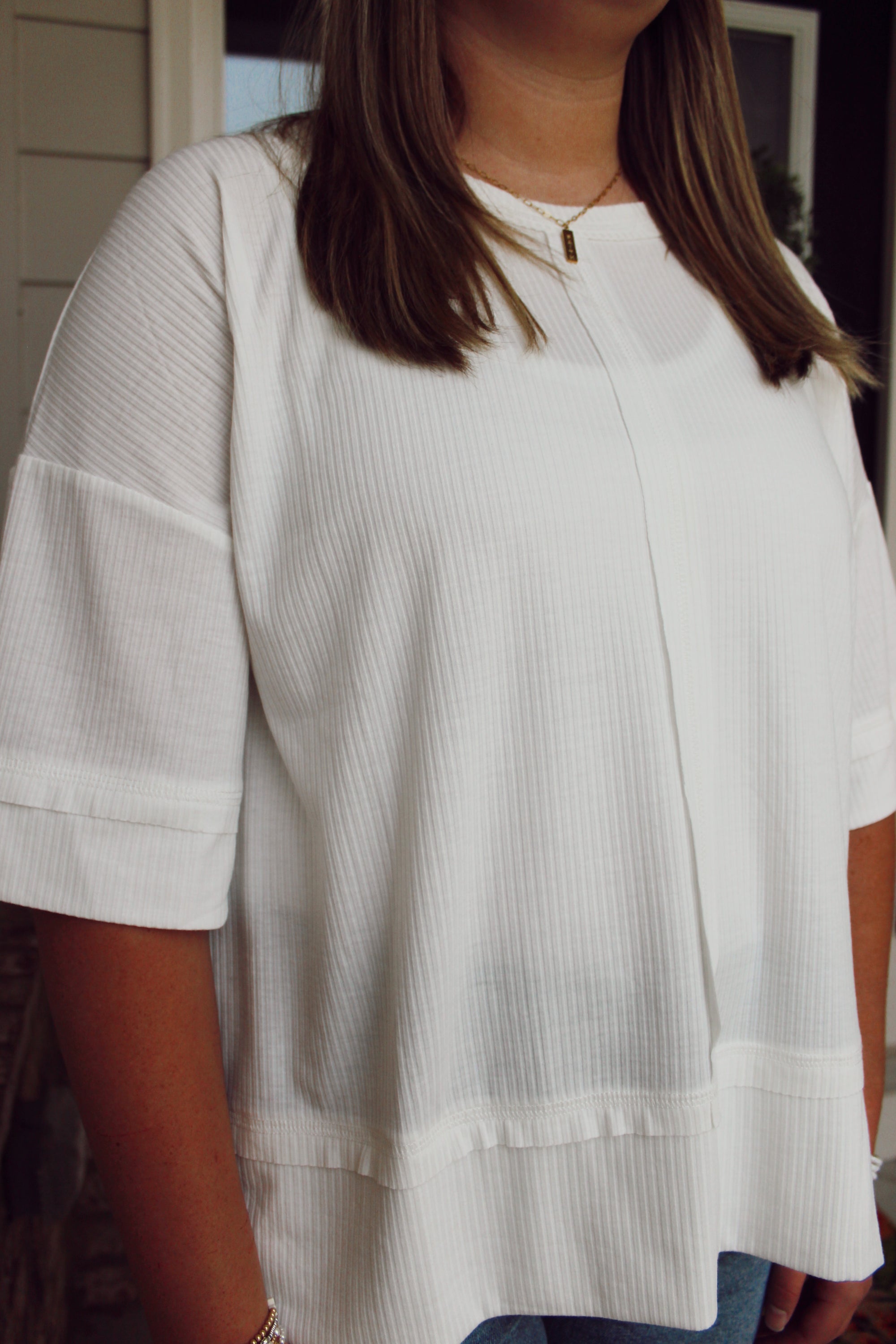 Hallie Ribbed Top / White