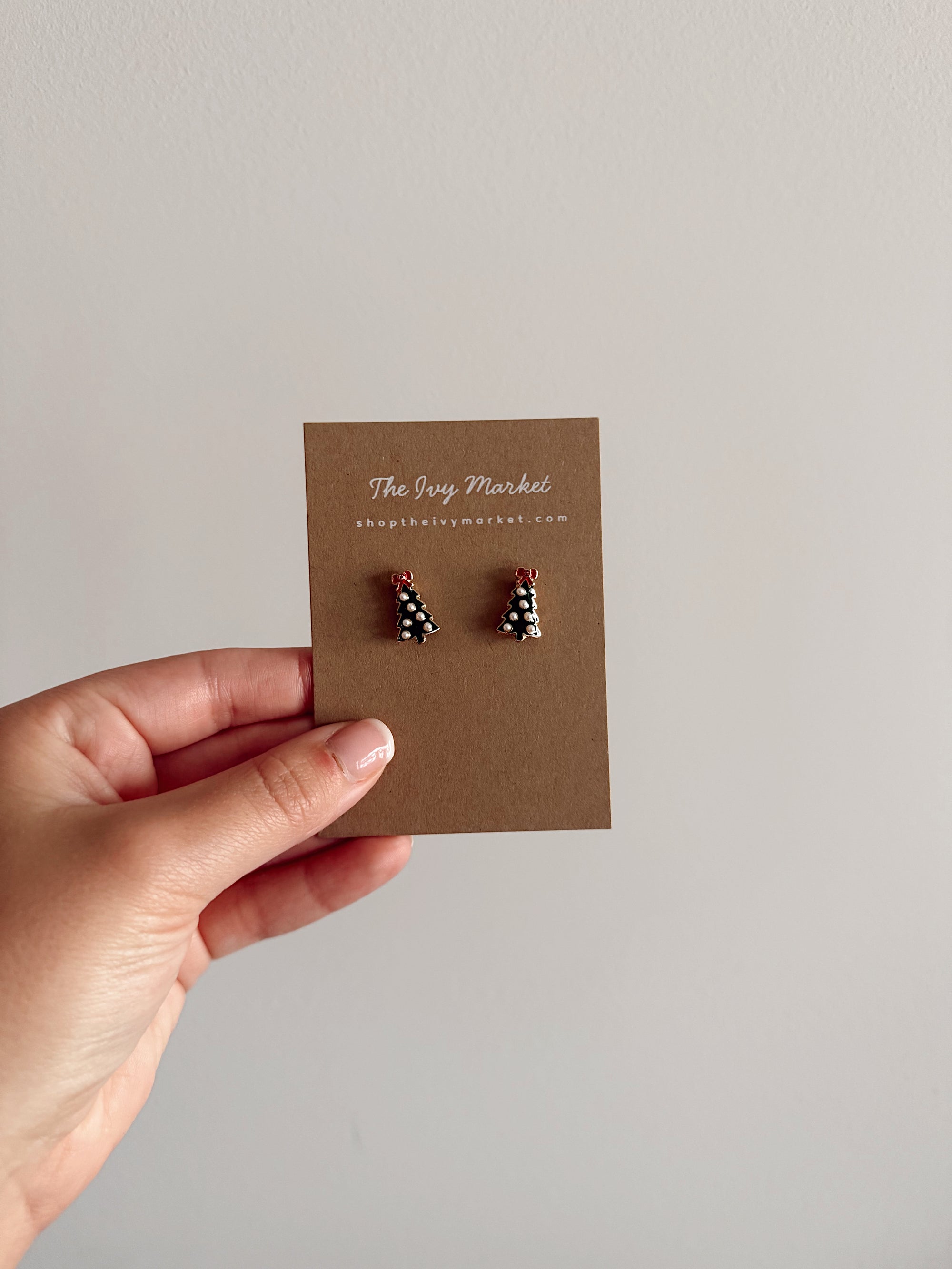 Christmas Tree Pearl Stud Earrings