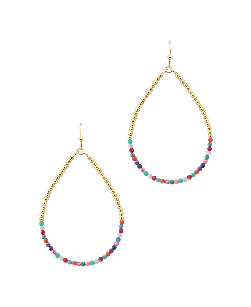 Mini Beaded Teardrop Earrings / Multicolor
