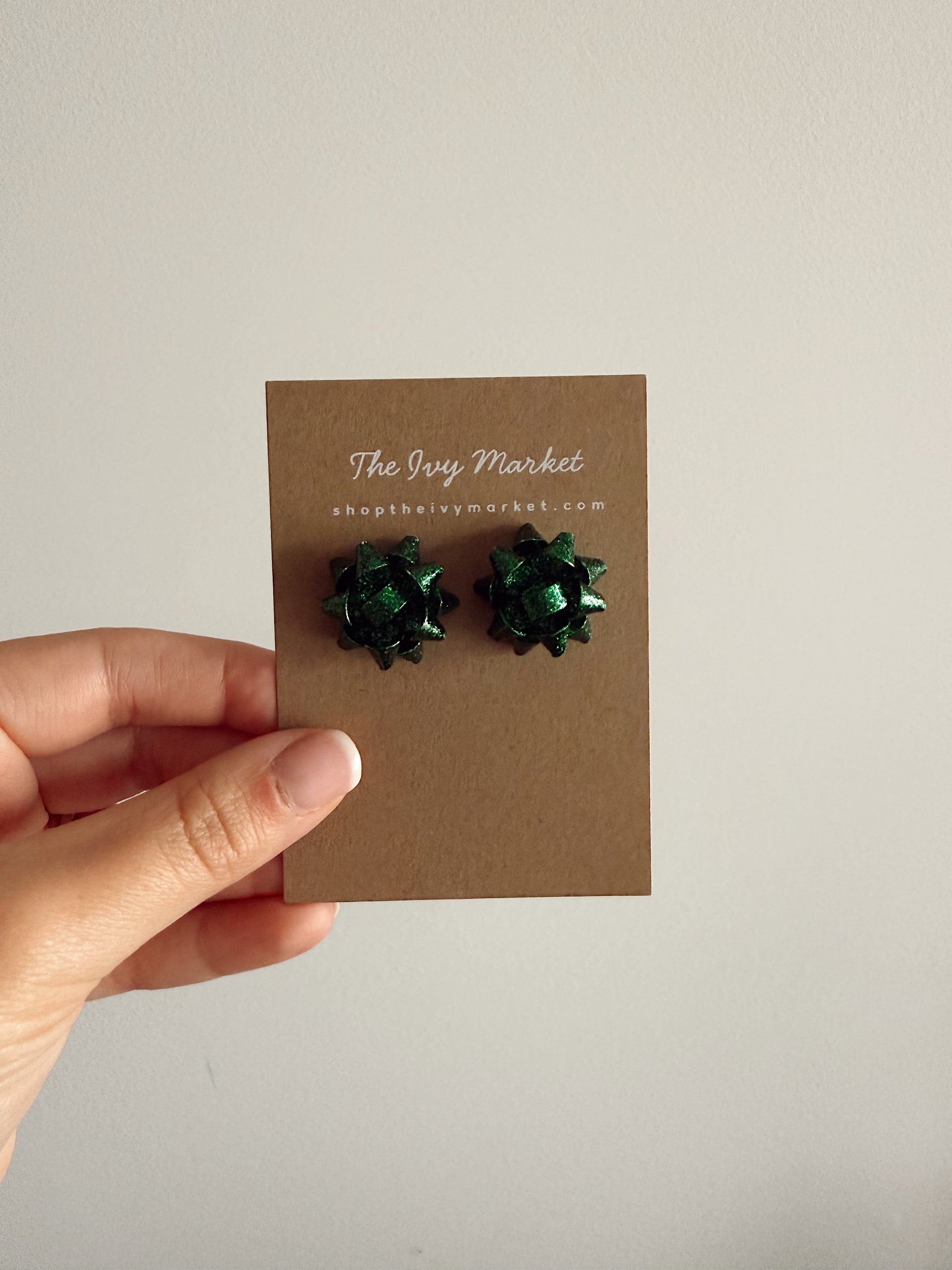 Holiday Gift Bow Stud Earrings