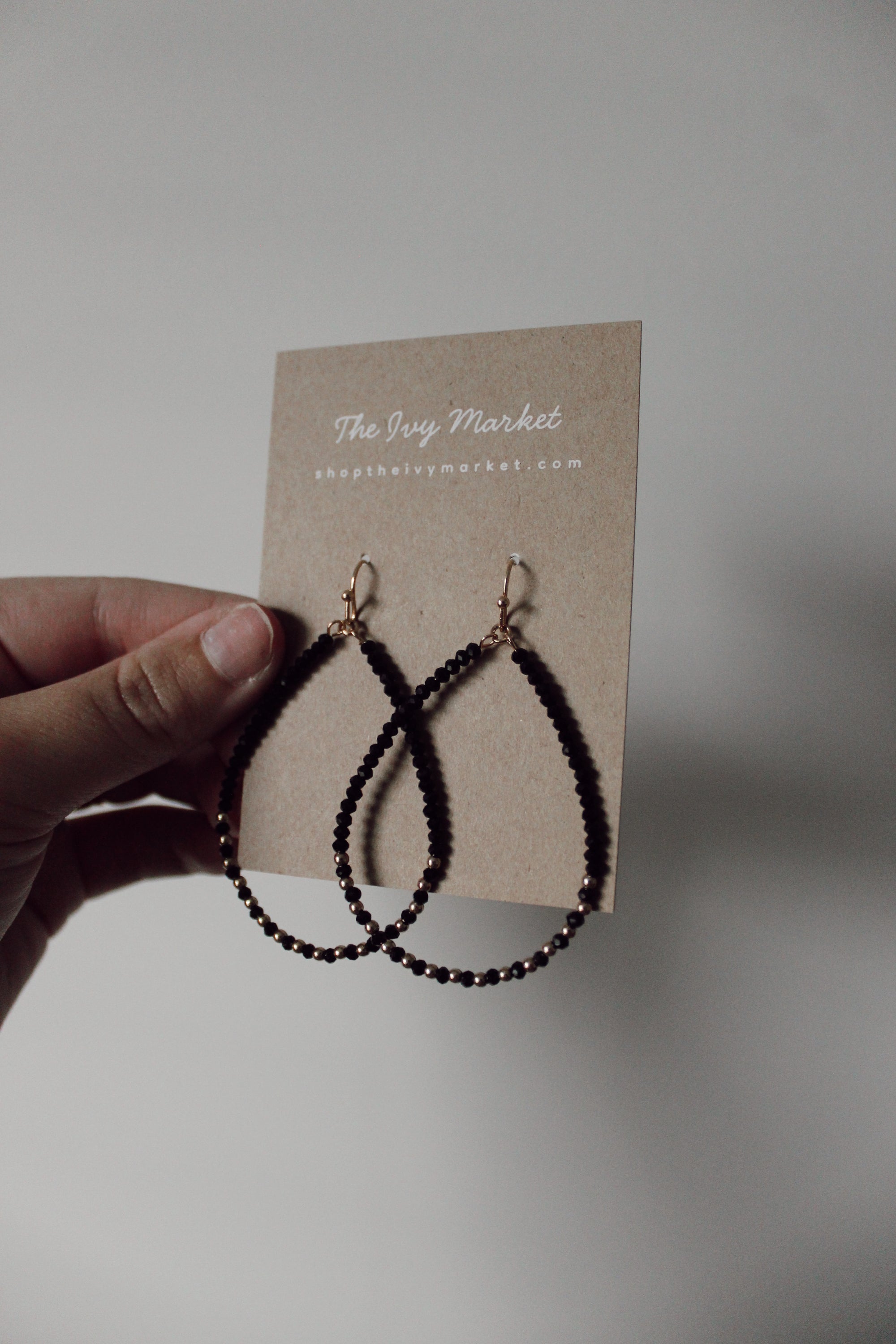 Black & Gold Beaded Earrings