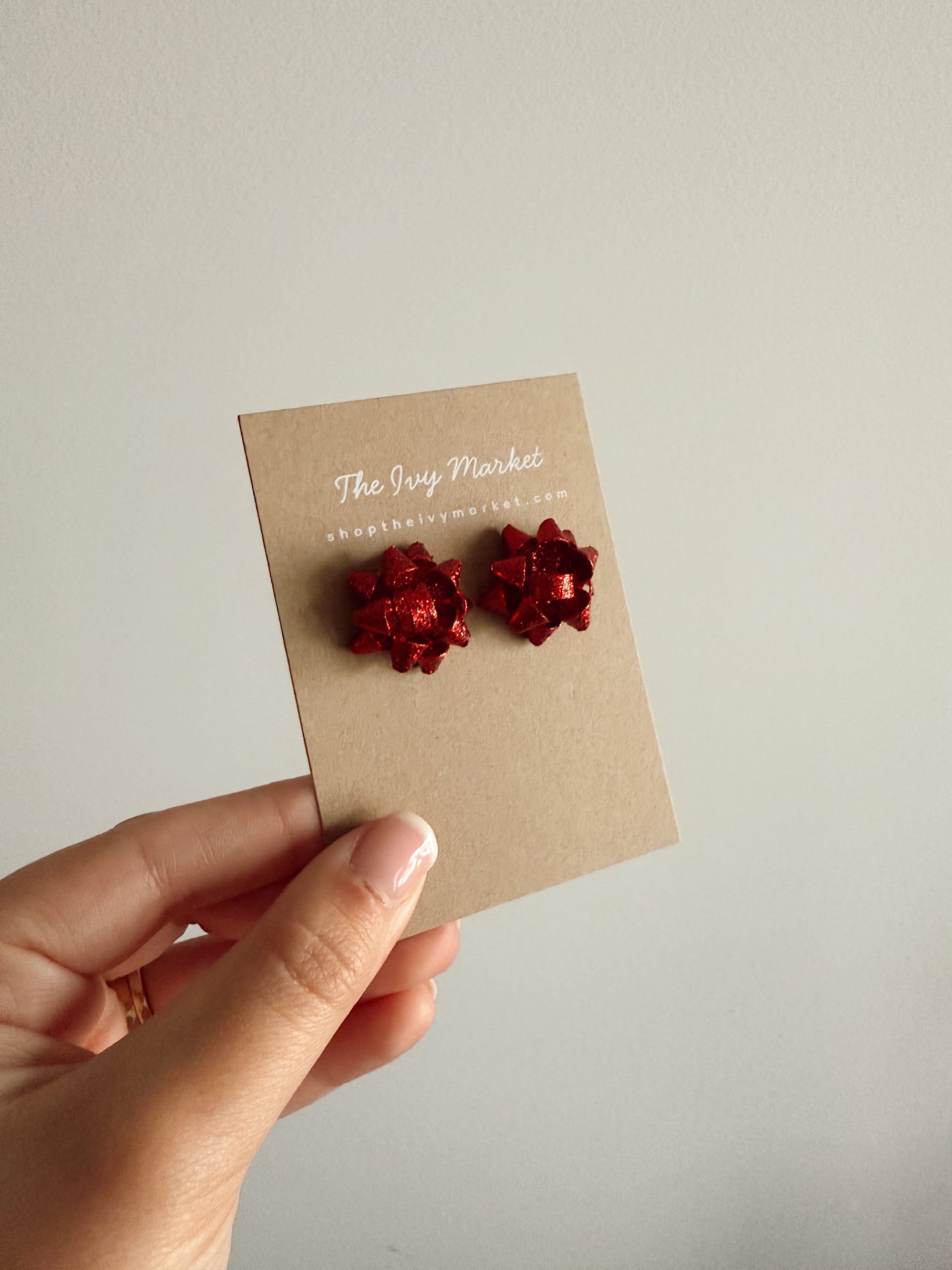 Holiday Gift Bow Stud Earrings