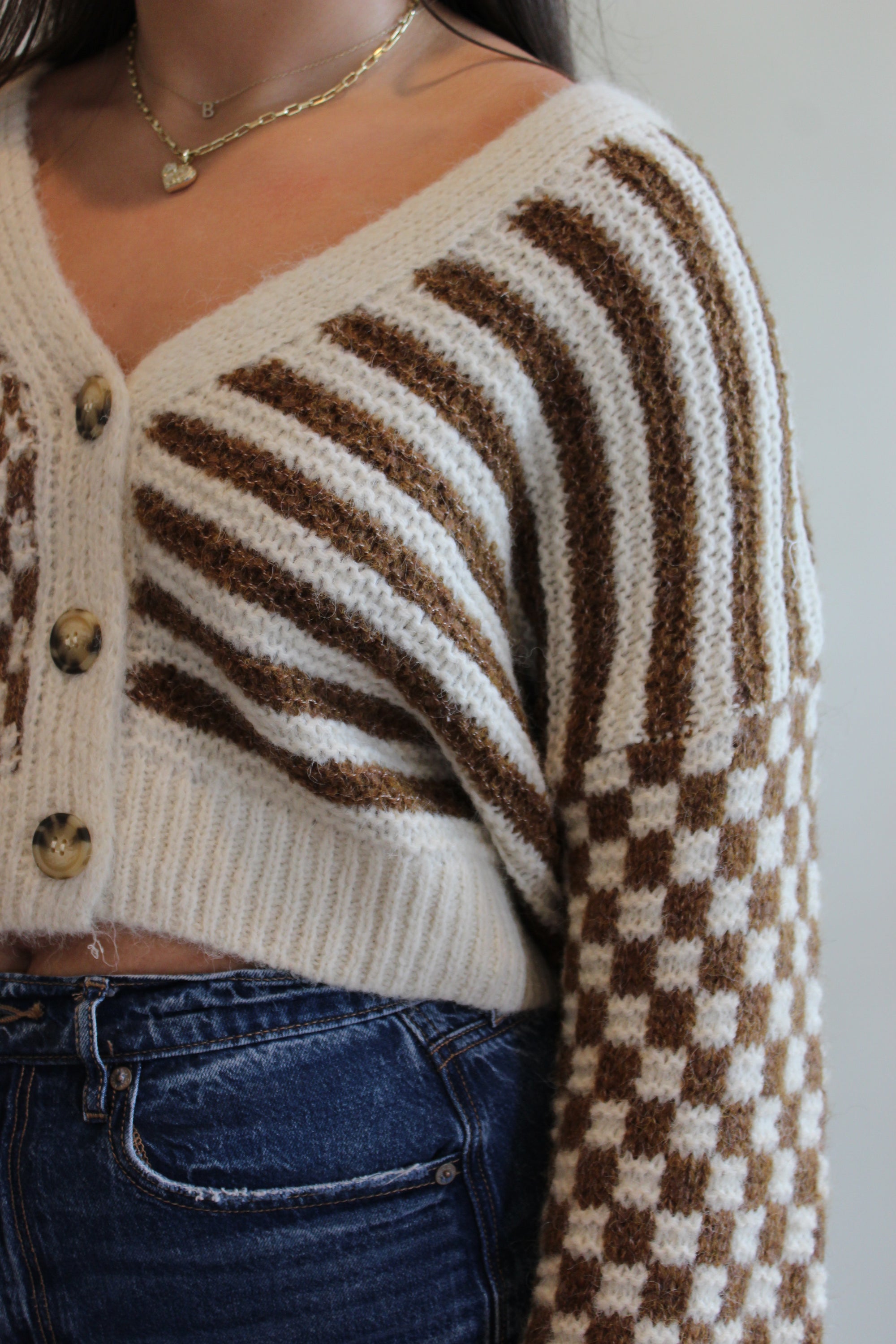 Checking Out Knit Cardigan