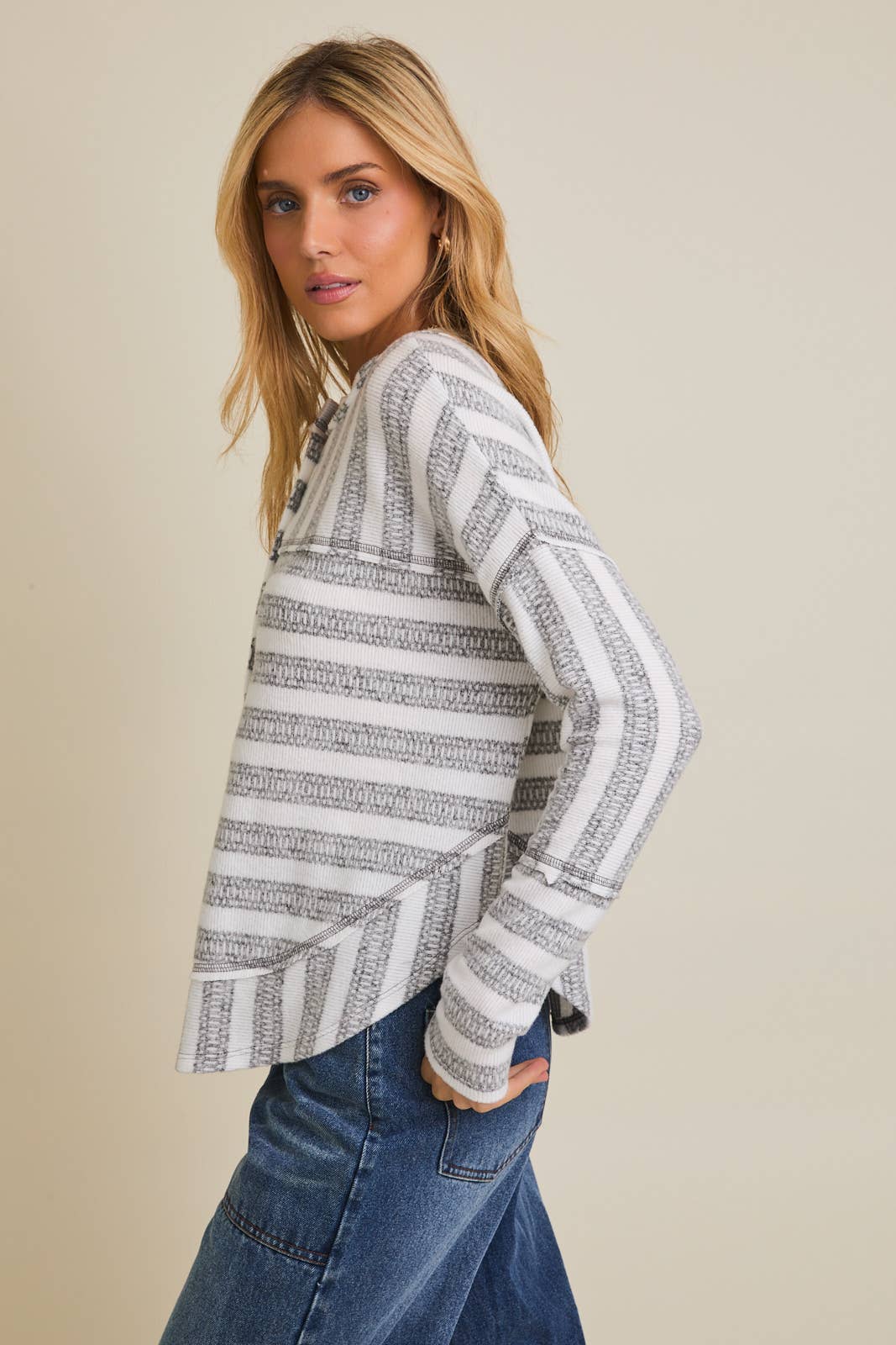 Sadie Raw Hem Striped Top