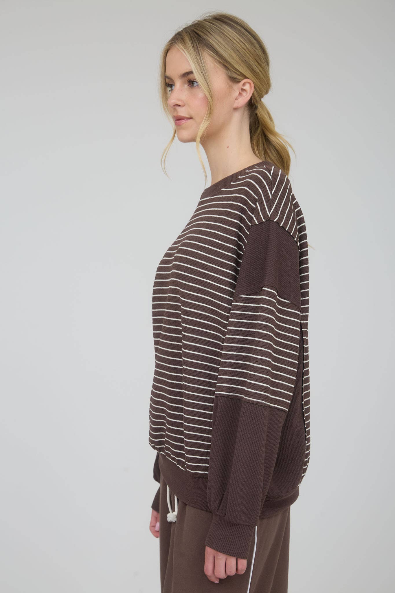 Full Moon Striped Top / Brown