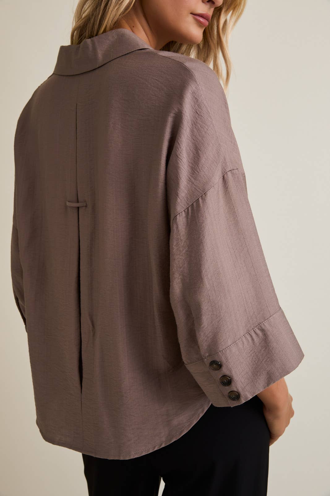 Soft Mocha Button Down Blouse