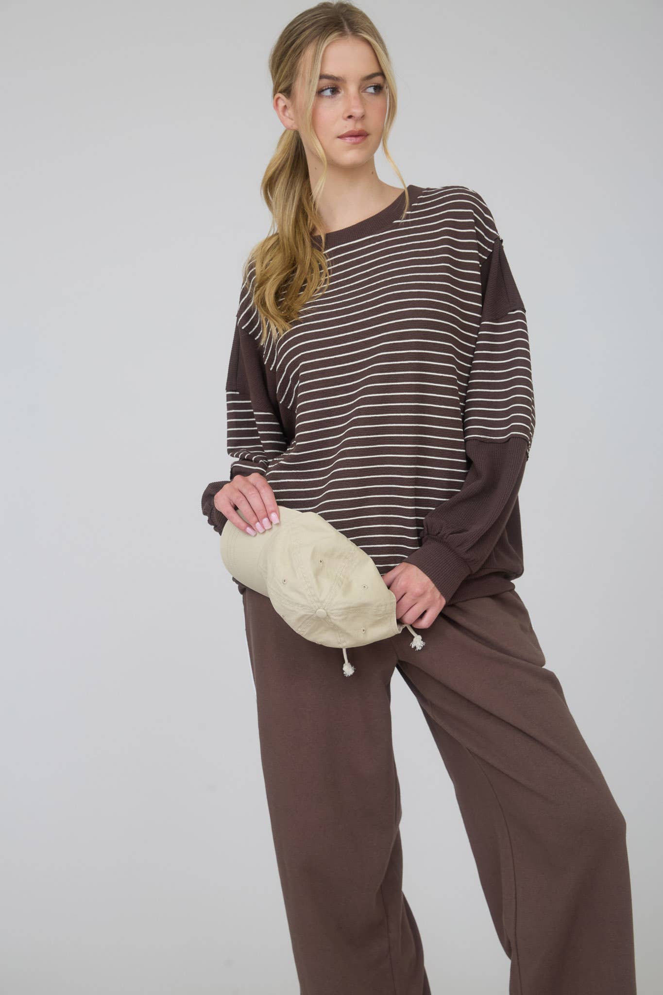 Full Moon Striped Top / Brown