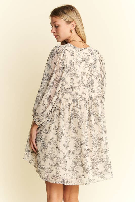 Fall Florals Babydoll Dress / Cream