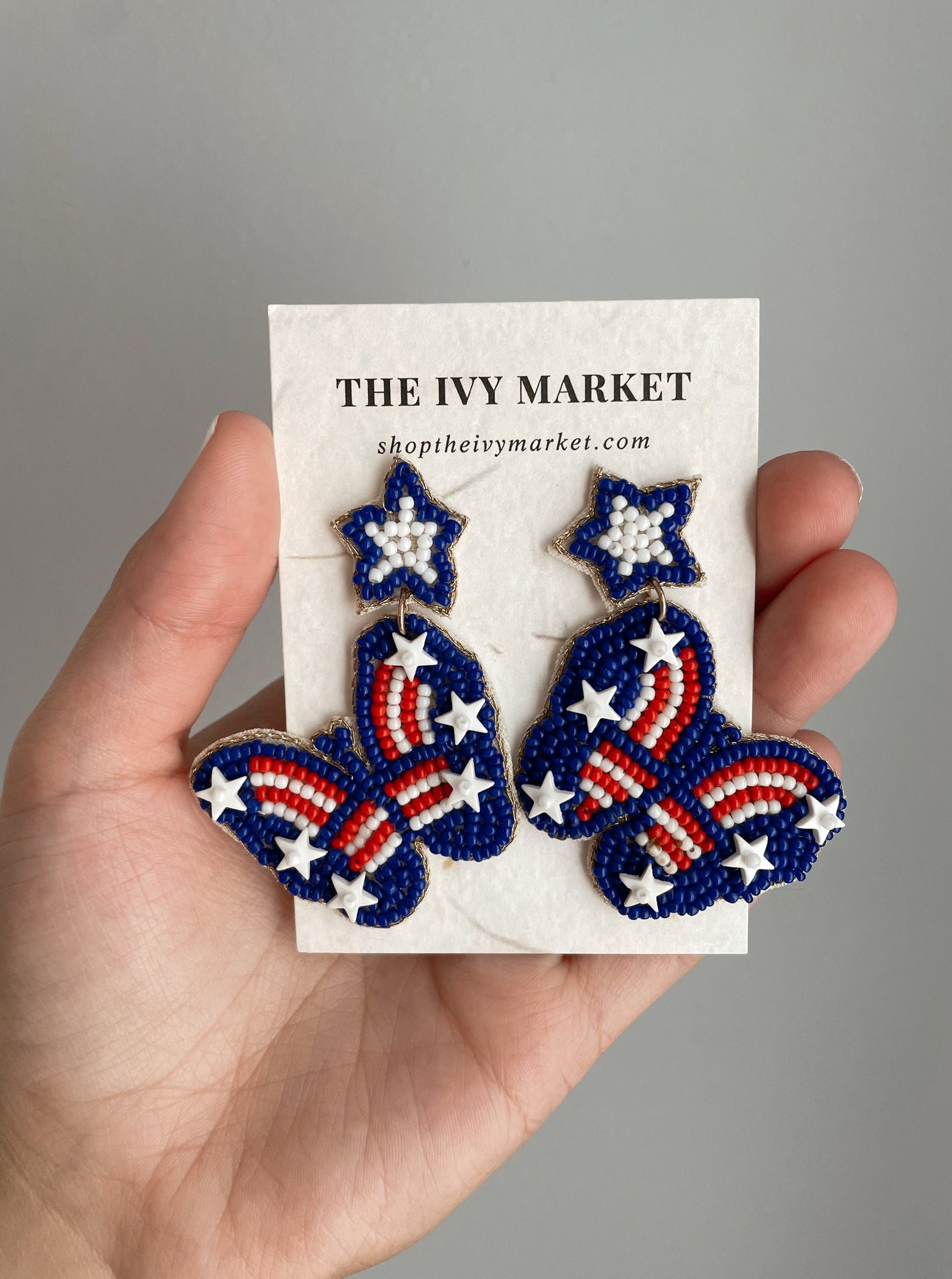 Patriotic Butterfly Seed Bead Earrings