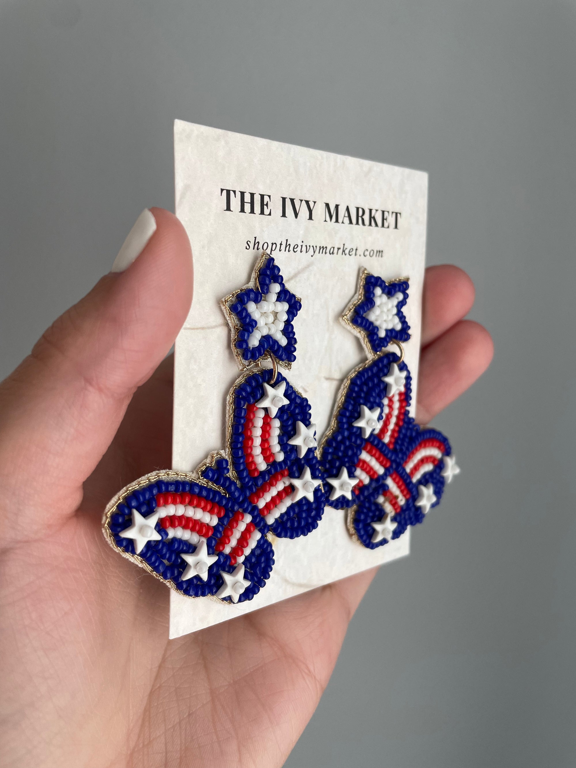 Patriotic Butterfly Seed Bead Earrings