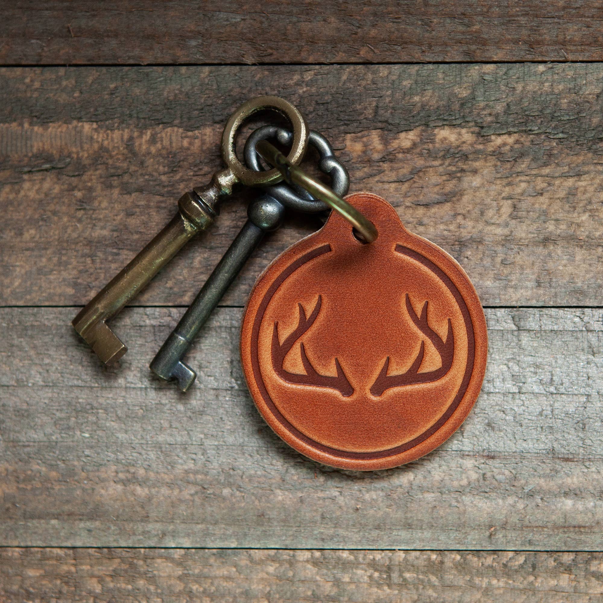 Antlers Leather Keychain
