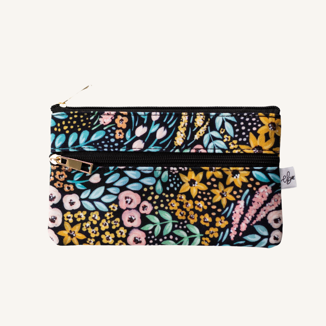 Black Floral Small Pouch