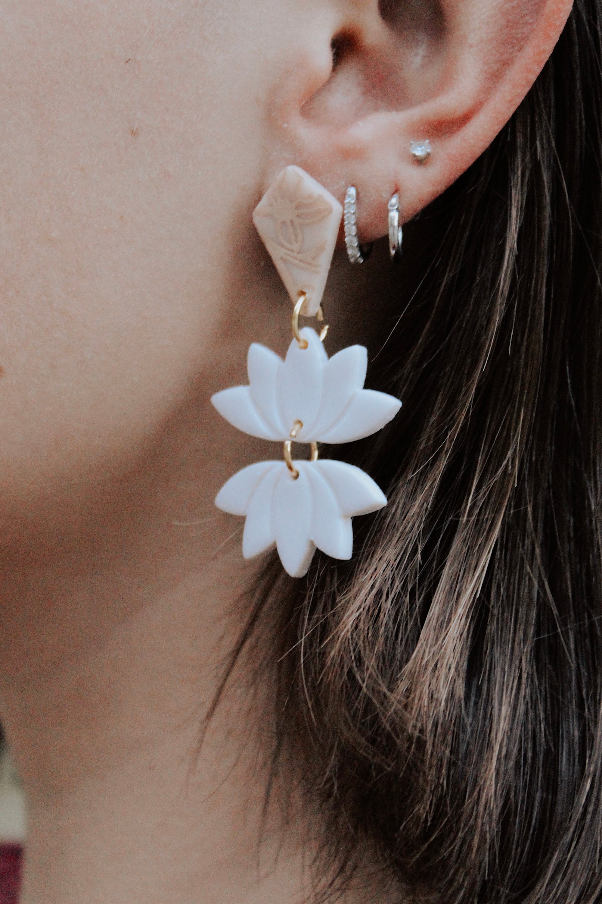 Floral Lotus Dangle Earrings